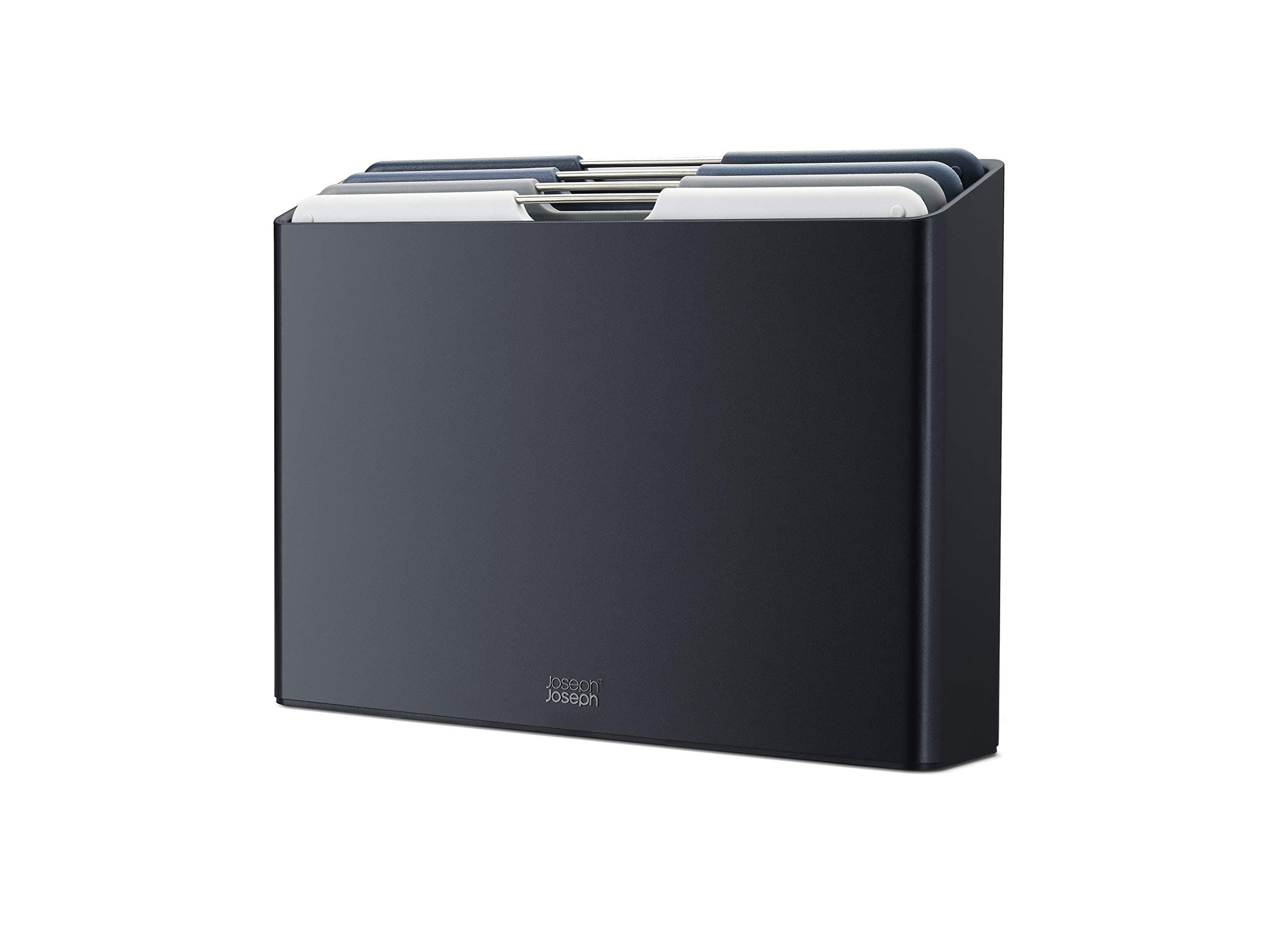 Joseph Joseph Folio Plastic Cutting Board Set with Storage Case, Graphite, L, 4 Pieces, 60184, Large