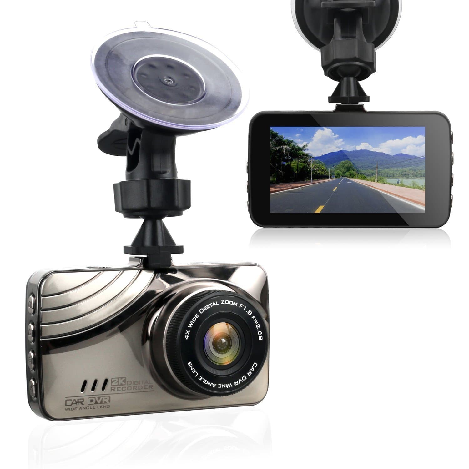 Dash Cam, Hexdeer Car Camera 2K Video 170 Wide Angle, Dashboard Camera Car DVR with 3.0" Screen. Supports G-Sensor, WDR, Loop Recording
