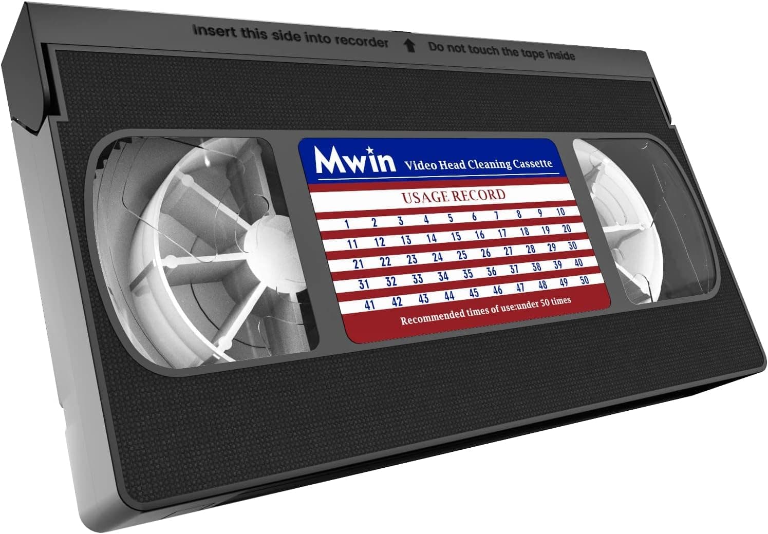 MWIN VHS Head Cleaner for VHS/VCR Player, Dry Technology - No Liquid, Reusable Video Head Cleaning Tape