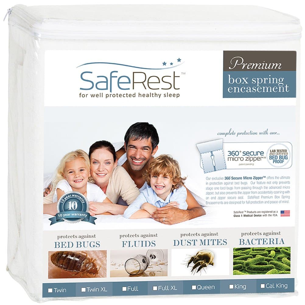 SafeRest Premium Box Spring Encasement - Lab Tested Bed Bug Proof, Dust Mite Proof and Waterproof - Breathable, Noiseless and Vinyl Free (Fits 6 - 9 in. H) - Twin Extra Long (XL) by SafeRest