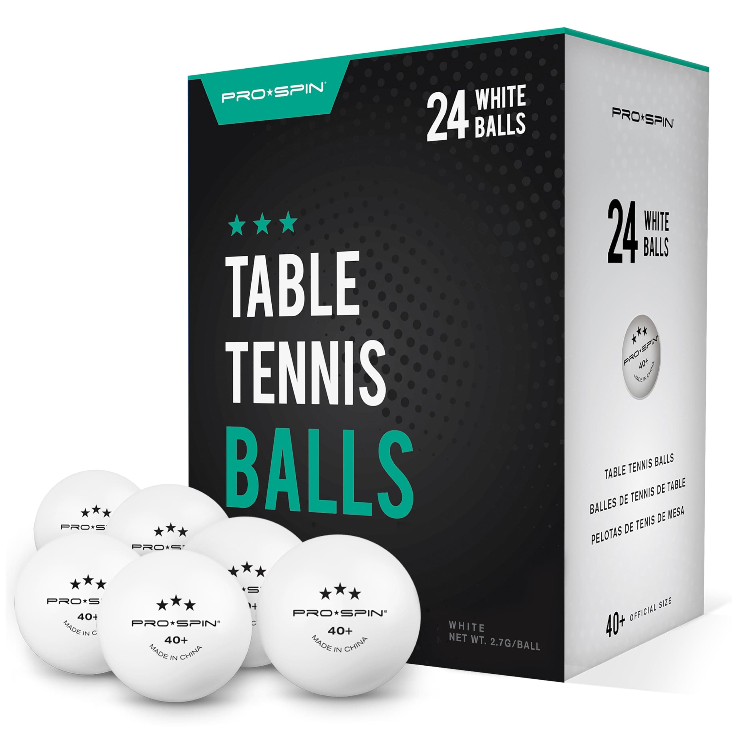 PRO-SPIN Ping Pong Balls - White 3-Star 40+ Table Tennis Balls | High-Performance ABS Training Balls | Ultimate Durability for Indoor & Outdoor Table Tennis