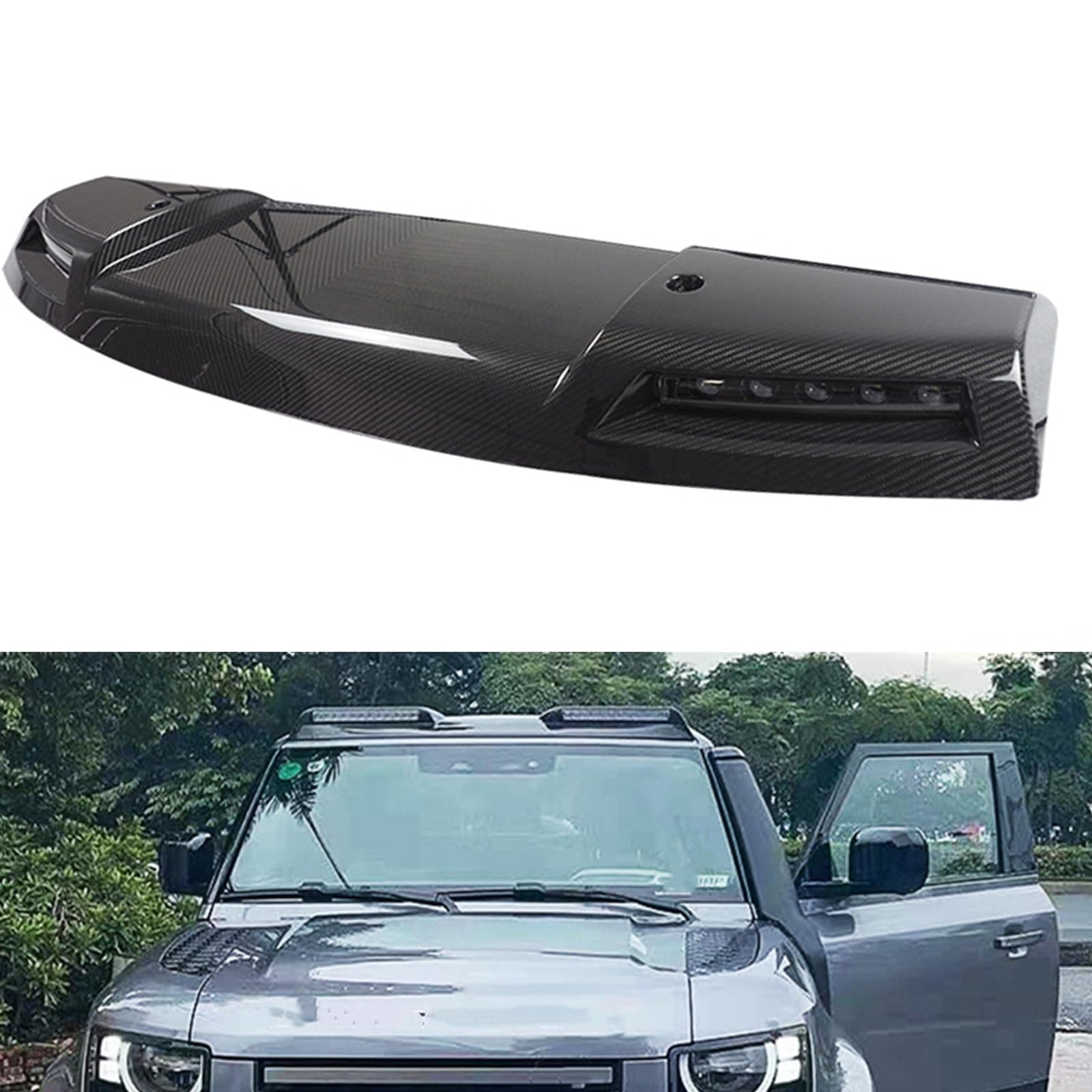 Front Roof Light Bar DRL 4 Light 2 Light For Land Rover Defender 90 110 2020-2025 Black
