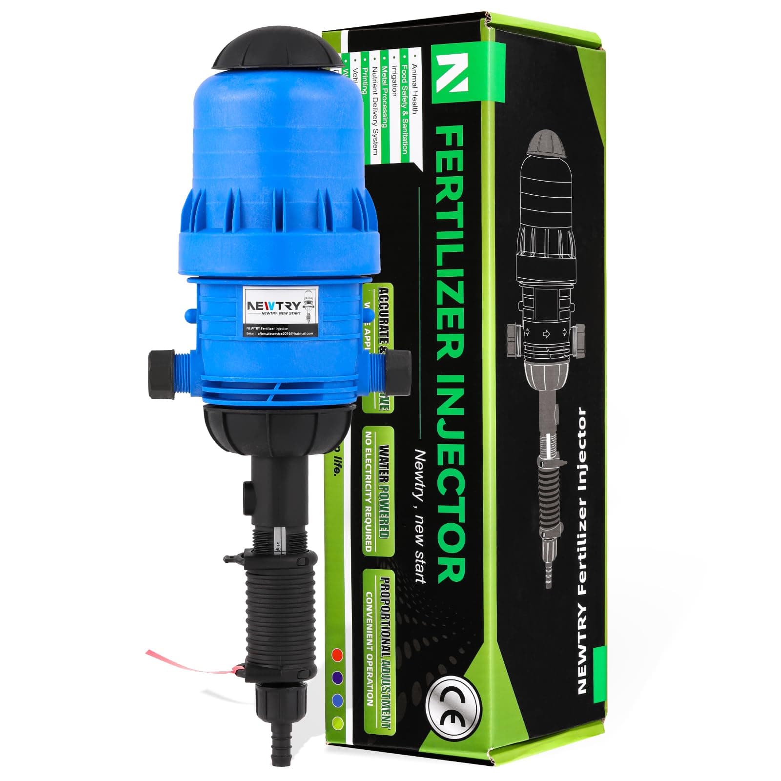 NEWTRY 0.4% -4% Water Powered Flow Dosing Pump Hydraulic Chemical Fertilizer Injector Proportioning Dispenser Liquid Diluent Doser Proportioner for Drip Irrigation Mixer Hose Livestock Farm (0.4% -4%)