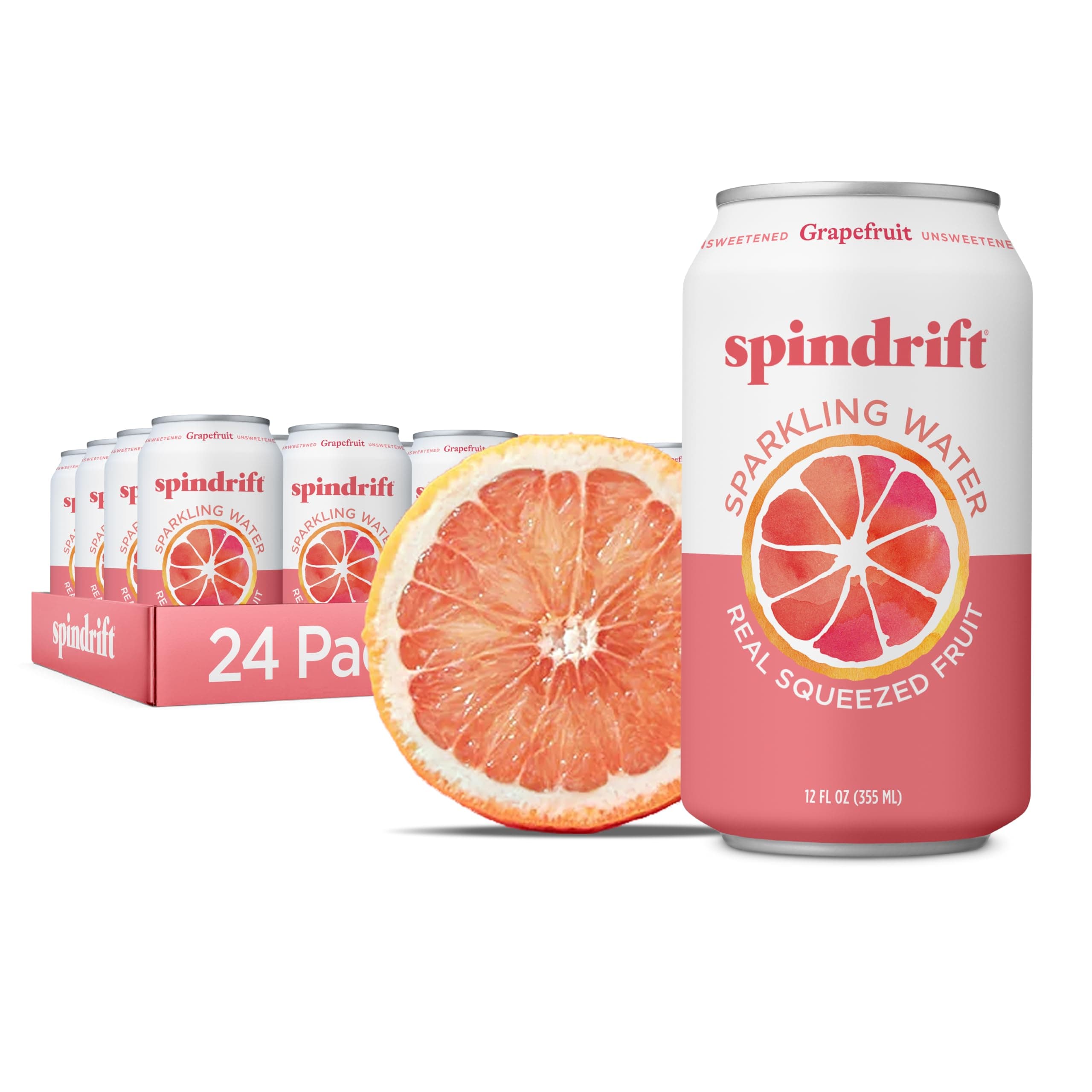 Sparkling Water, Grapefruit Flavored, Made with Real Squeezed Fruit, (Only 15 Calories per Can), 12 Fl Oz (Pack of 24)