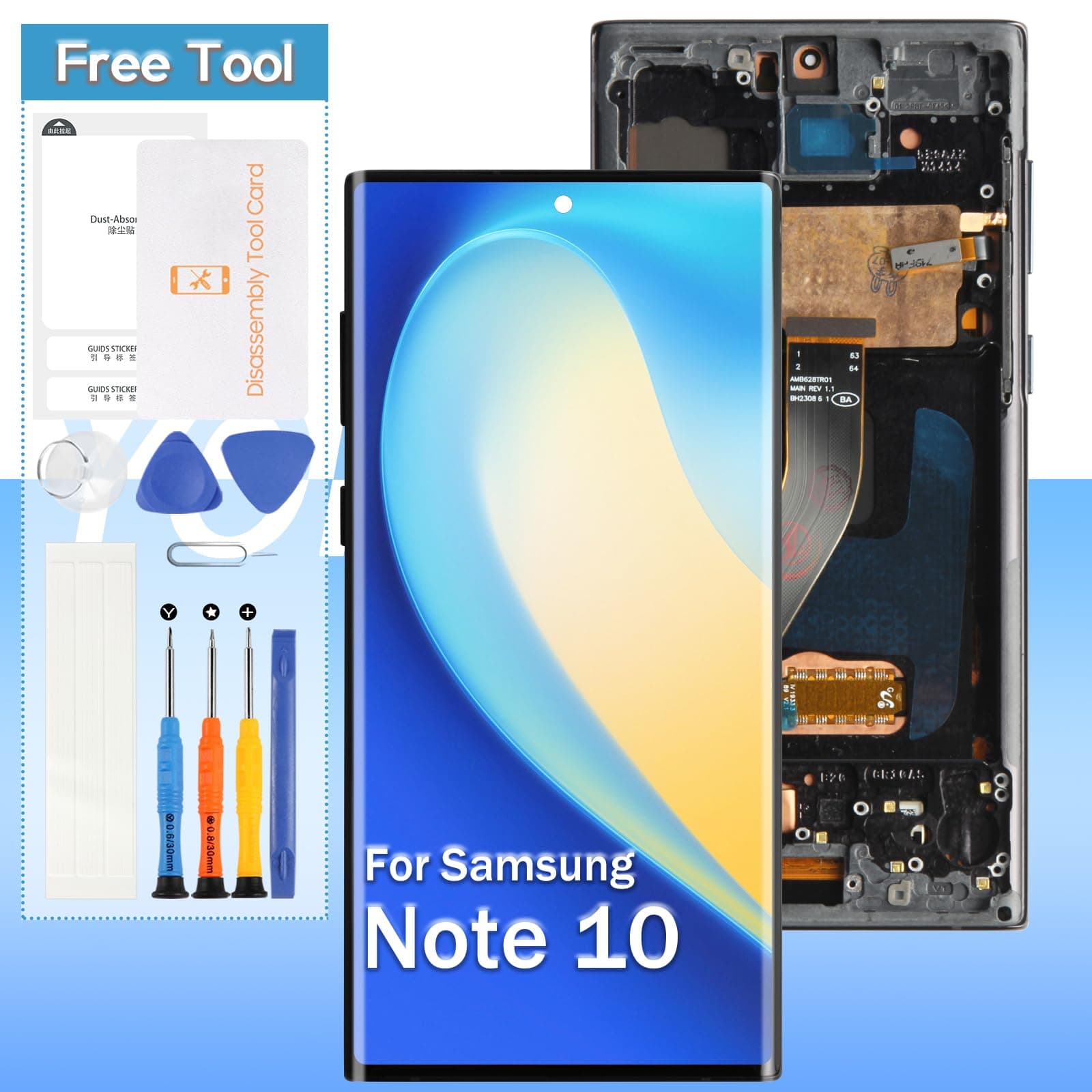 (OLED) Screen Replacement for Samsung Galaxy Note 10 SM-N970F SM-N970U SM-N9700 6.3" LCD Display Touch Digitizer Assembly with Tools(Black with Frame)