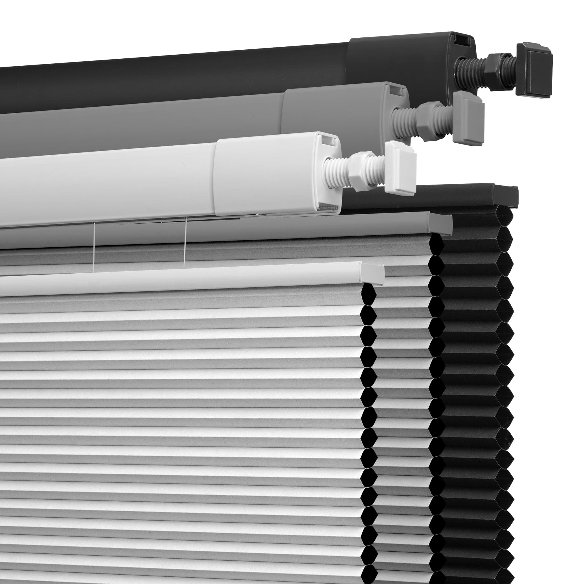 Boolegon No Drill No Tools Cellular Shades Top Down Bottom Up Honeycomb Blinds Blackout Cordless Window Blinds Easy to Install Cellular Shade for Windows,Blackout-White,58" W x 44" H