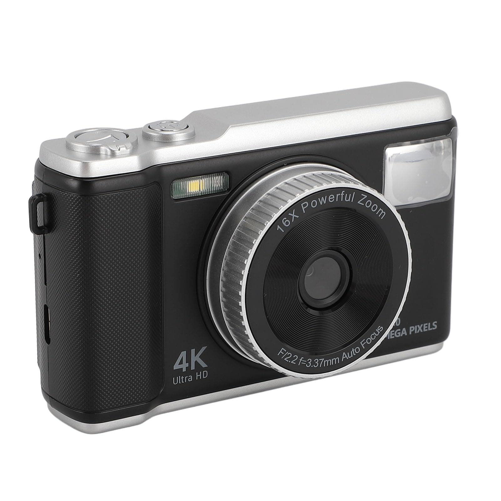 4K 50MP Digital Camera, Digital Point and Shoot Camera with 16X Digital Zoom, 2.8in Screen Autofocus Compact Small Camera with Flash Anti Shake for Teens Adult Beginner (Black)