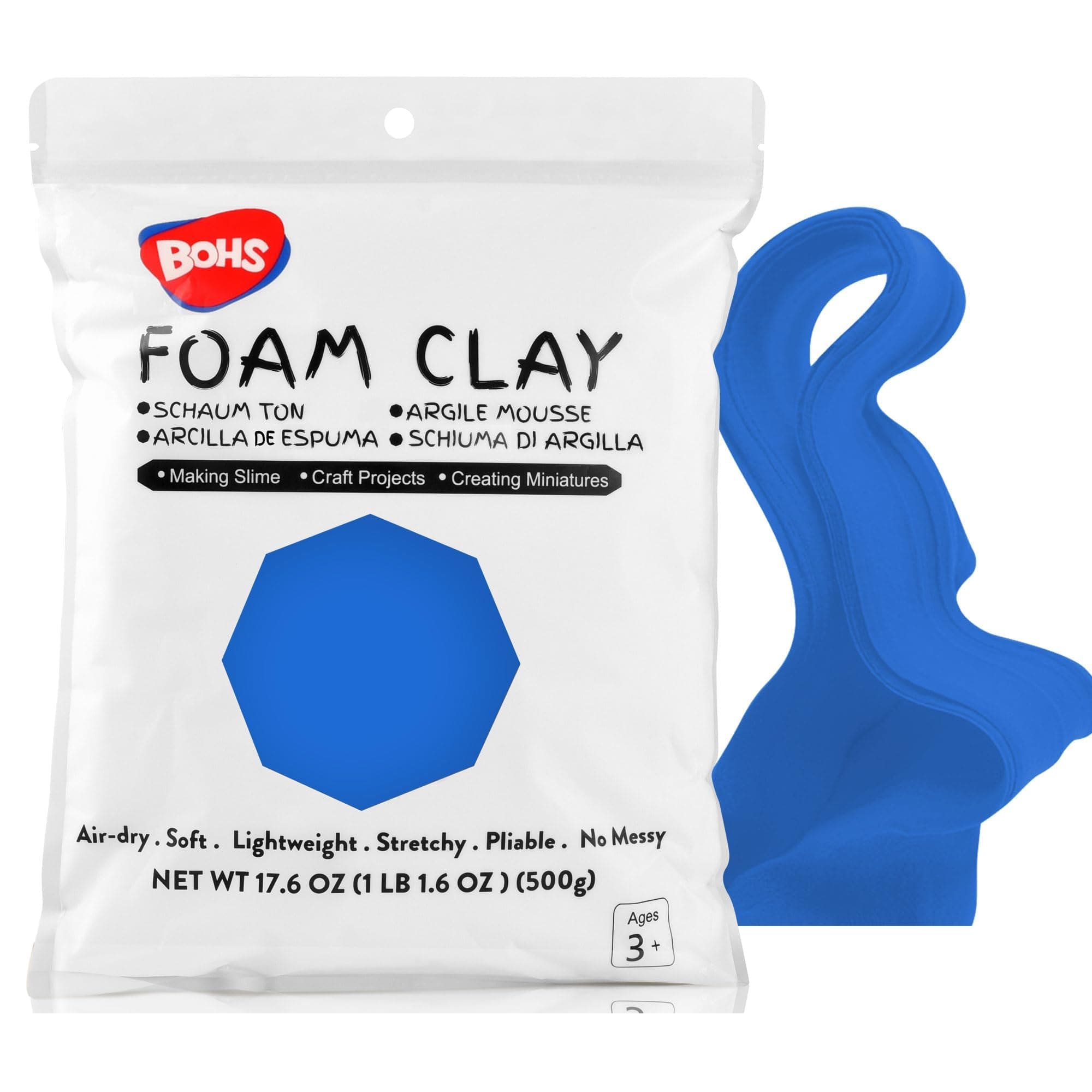 BOHS Blue Modeling Foam Clay - 1.1 Lbs, Squishy,Soft, Air Dry -for Flower Mirror,Cosplay,Fake Bake, Slime Supplies-500g