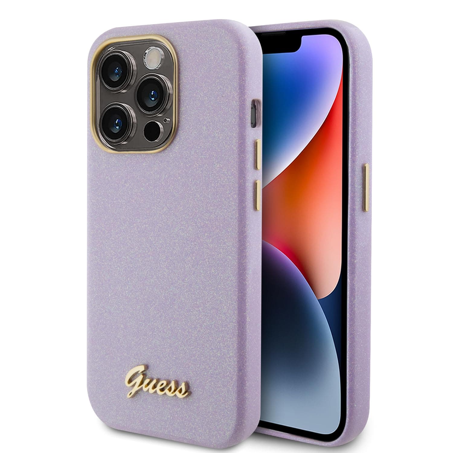 Guess PU GLITTER GLOSSY Case For iPhone 15 Pro Max (Lilac)