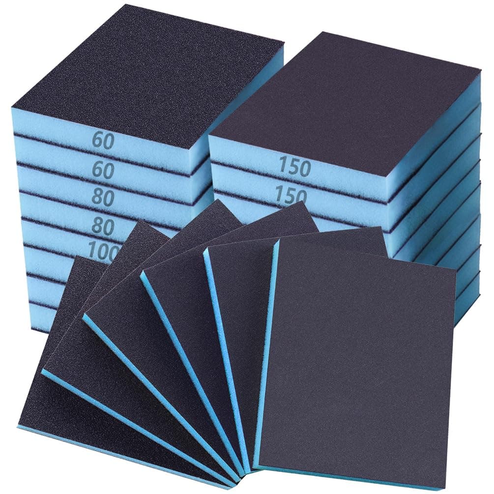 16 Pack Sanding Sponge, 60 80 100 120 150 180 240 320 Coarse Medium Fine Grits Sanding Block,Wet Dry Sandpaper Block Sandpaper Sponge for Wood Metal FurniturePaint and Drywall