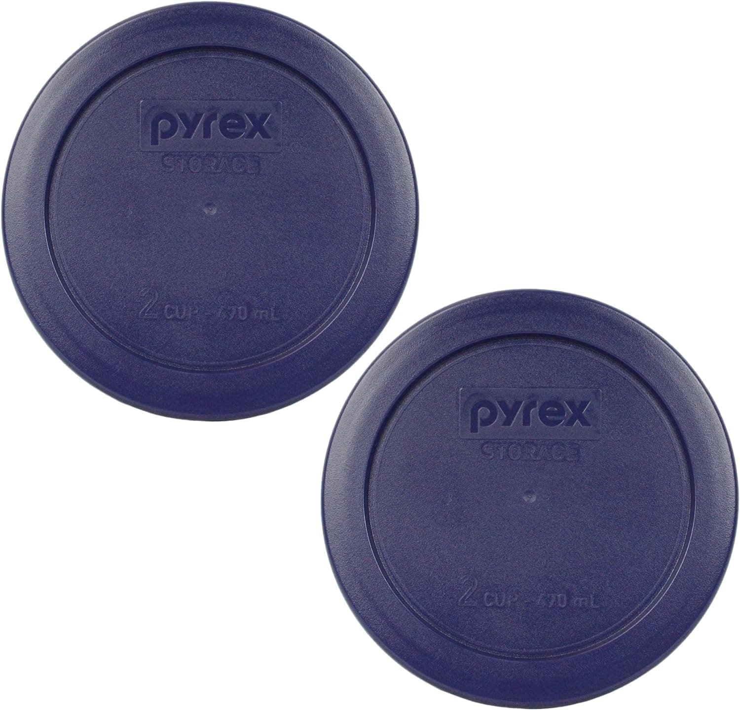 7200-PC 2 Cup Dark Blue Round Storage Lids - Original Genuine Pyrex Lids - 2 Pack