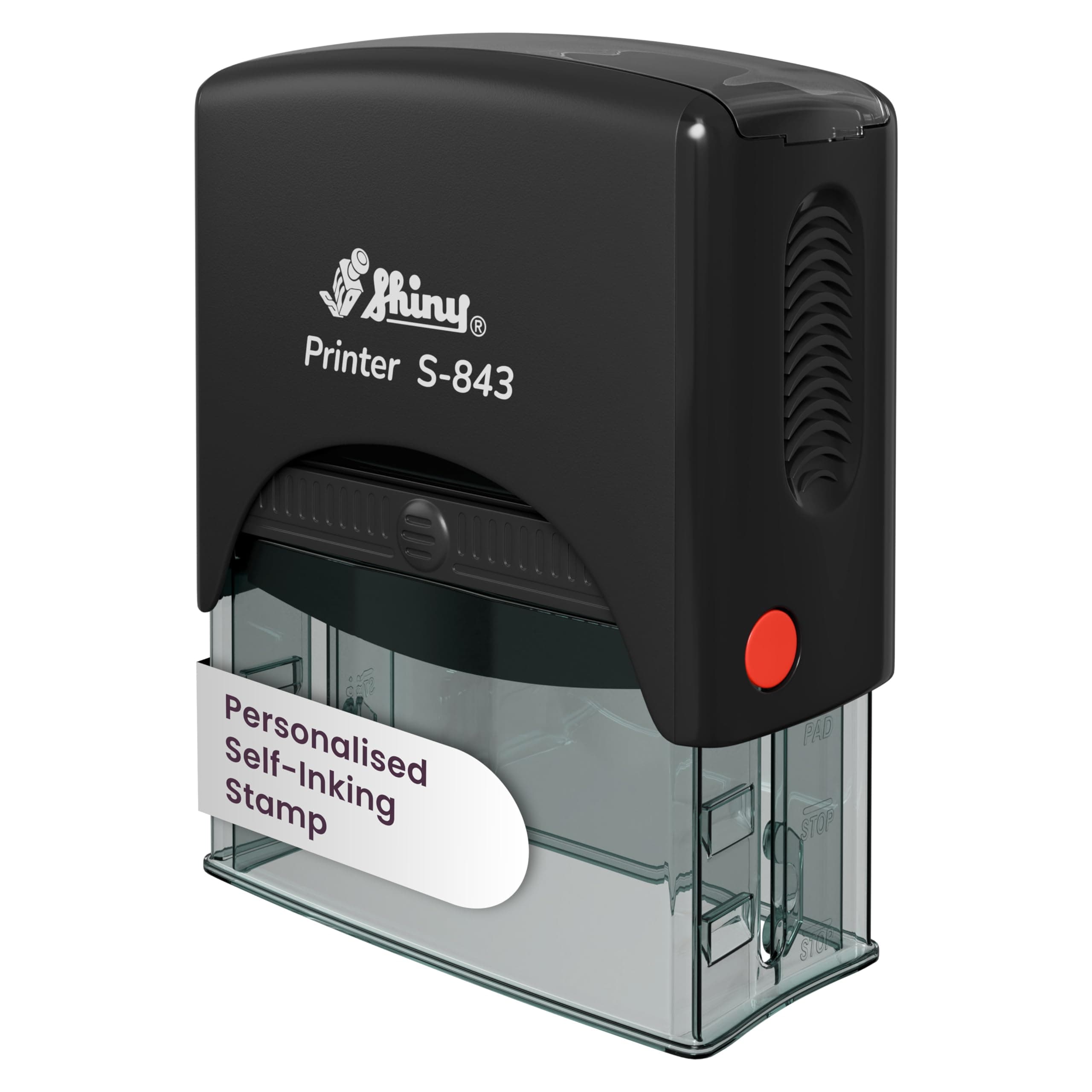 Personalised Self-Inking Stamp – Custom Name, Address or Business – Multiple Sizes & Fonts (Black, 22 x 58 mm / 4 Lines)