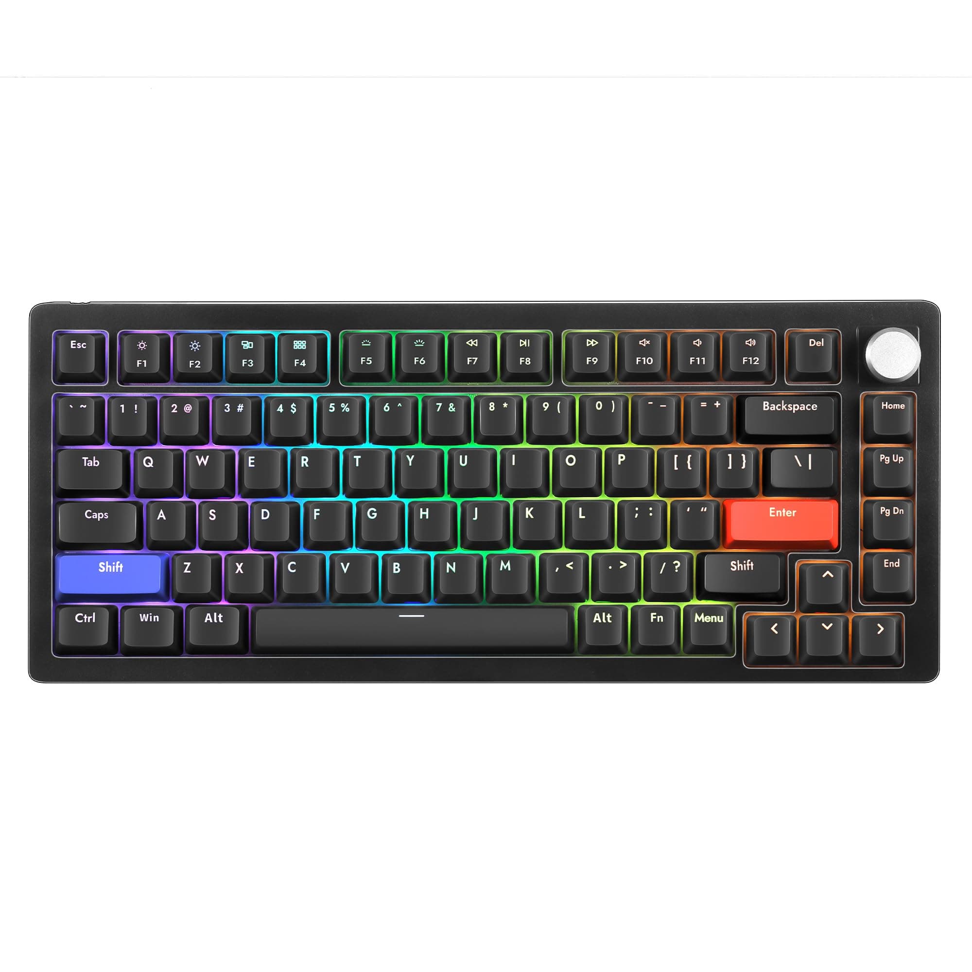 DrunkDeer A75-Mechanical-Keyboard, TKL Gaming Keyboards, Hyper Fast Magnetic-Switch, RGB Wired USB Compact 82 Keys with Knob, Anti-Ghosting Spill-Resistant Black