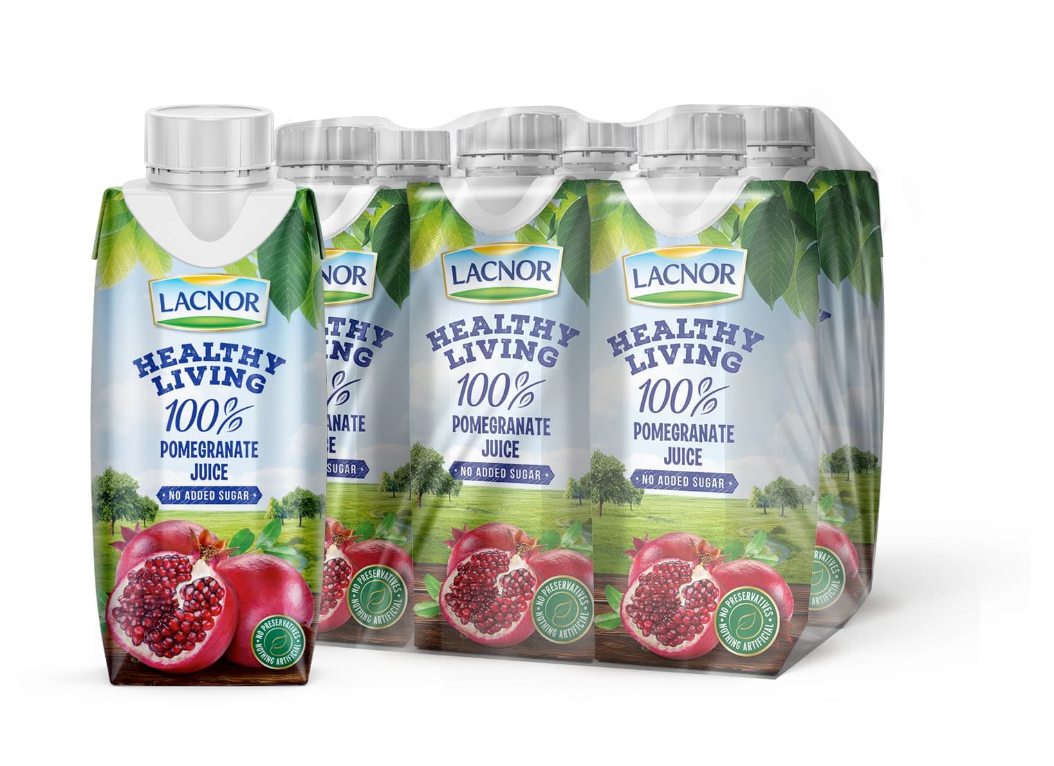 Healthy Living 100% Pomegranate Juice, No Added Sugar, 250Ml Pack Of 6