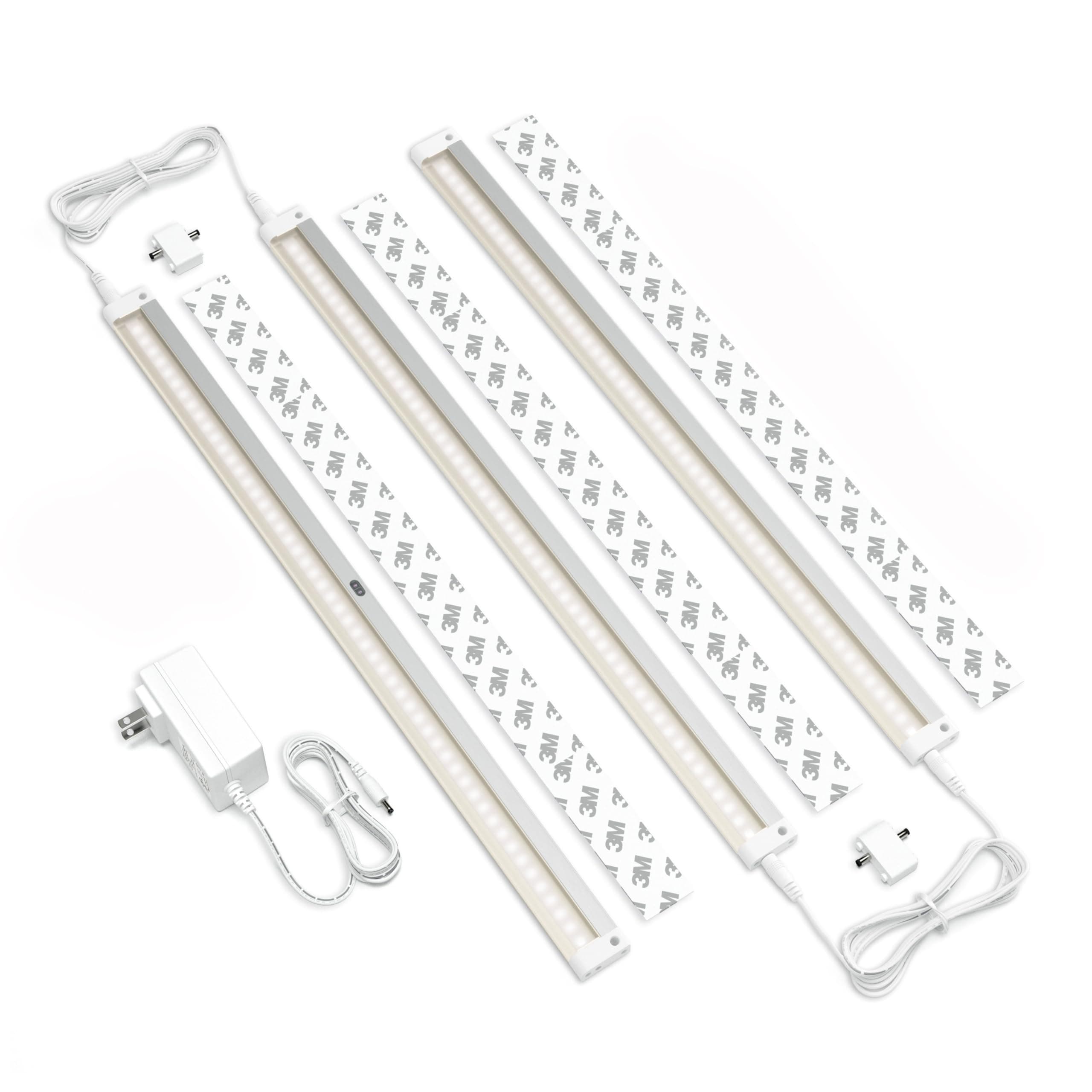 Hand Wave Activated Under Cabinet LED Lighting Kit, Dimmable, 3-Pack 20 in - Touchless Dimming Control, White Under Counter Lights for Kitchen, Garage, Office, Shelf - Warm White (3000K)