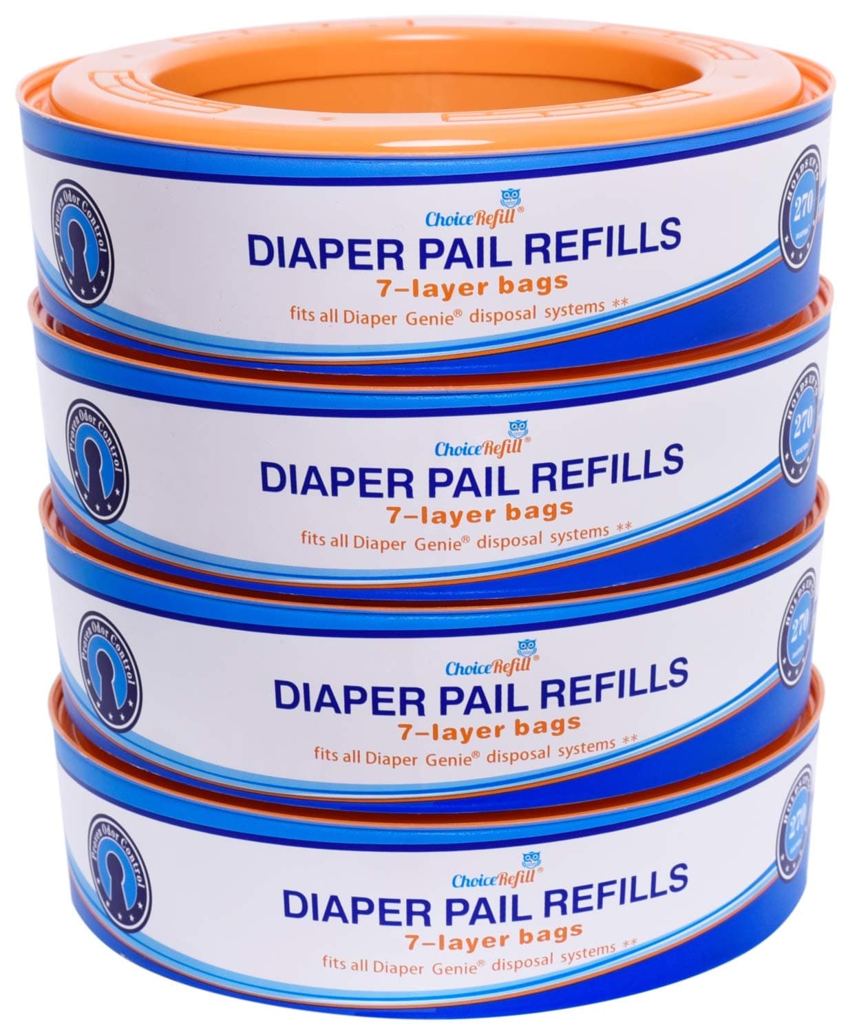 ChoiceRefill Compatible with Diaper Genie Pails, 4-Pack, 1300count
