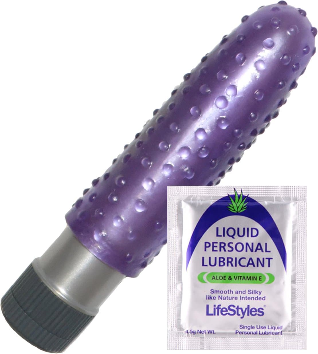 Metallic Silver Textured Sleeve 4.5 inch Classic Massager Includes FREE LifeStyles Lube