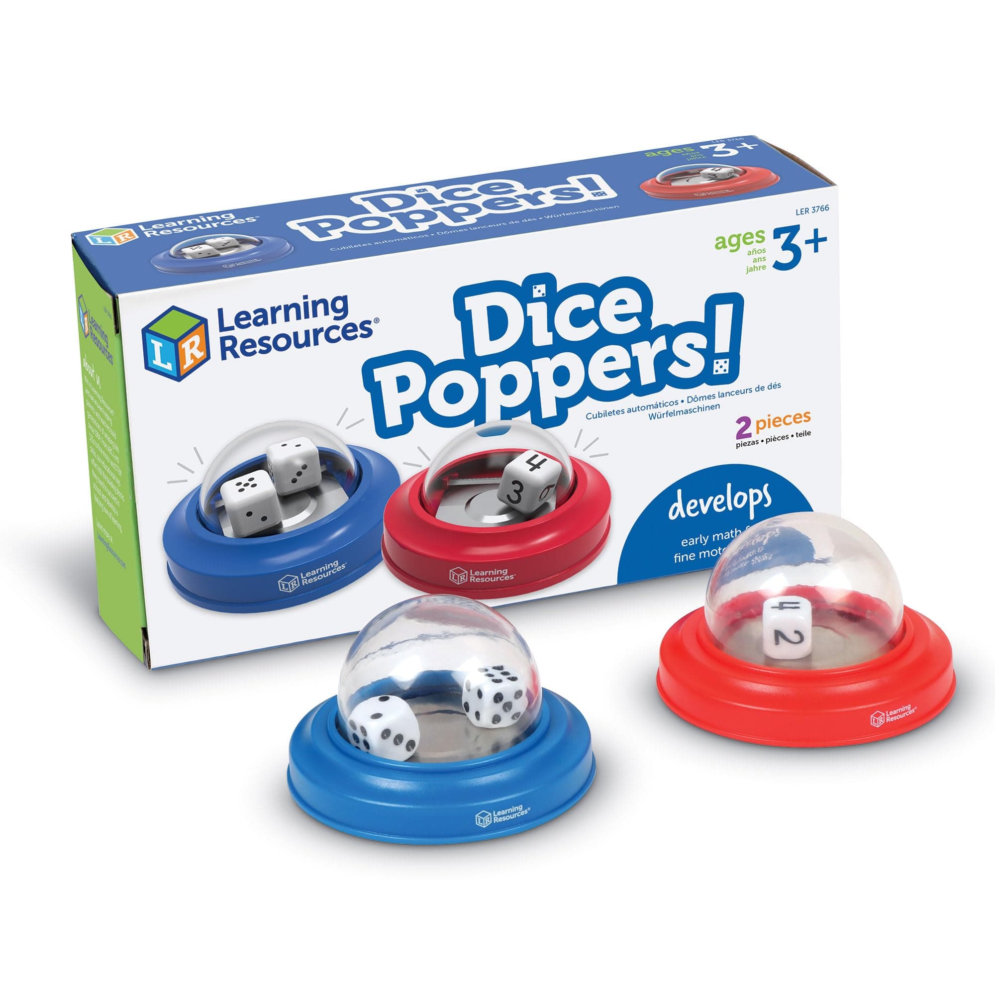 Learning Resources Dice Poppers, Ages 3+, Dice Game Accessory for Kids, Maths Learning Toy, 2-Piece Set for Home & Classroom