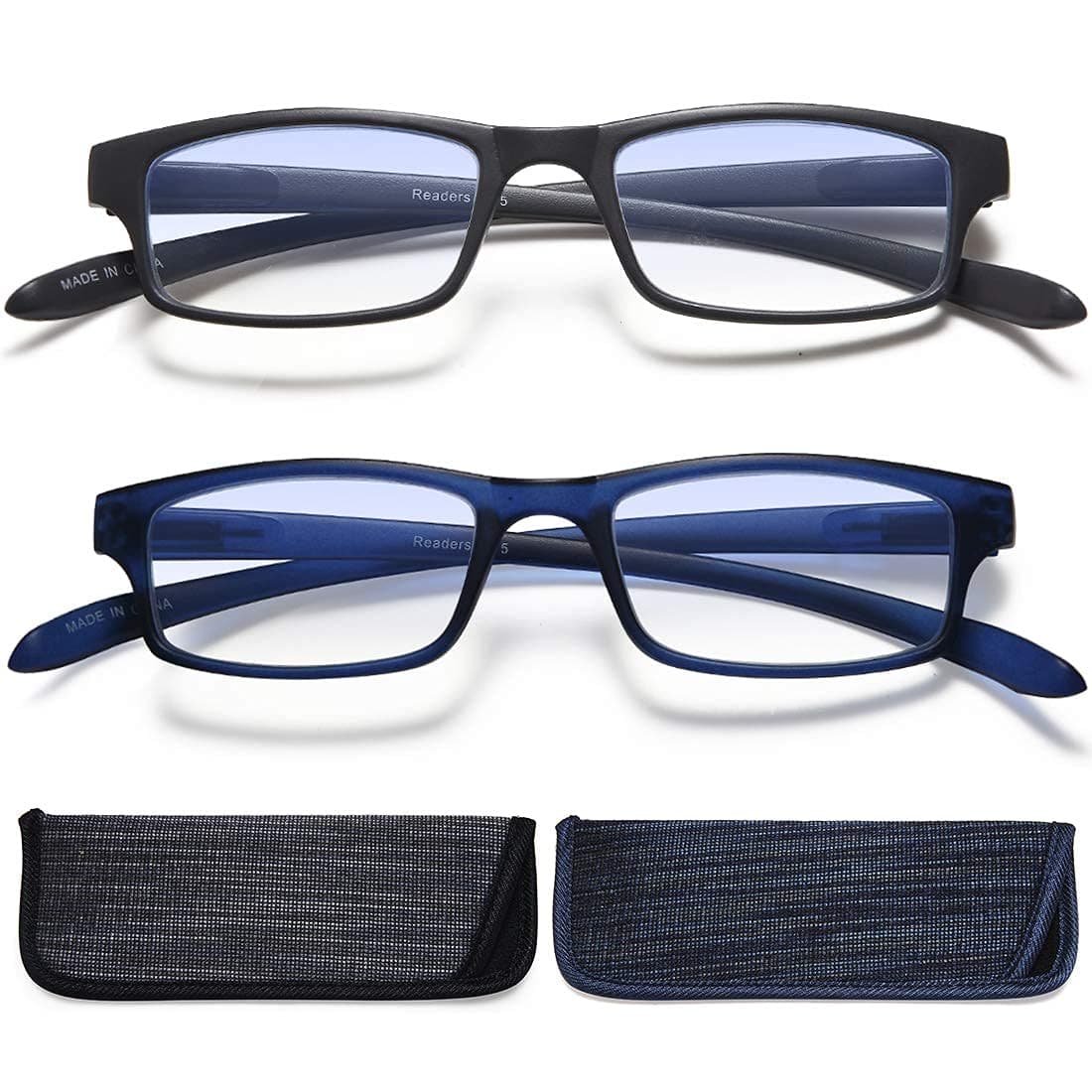 EYEURL Reading Glasses Neck Hanging 2 Pairs Blue Light Blocking Glasses for Men and Women 2.5xx