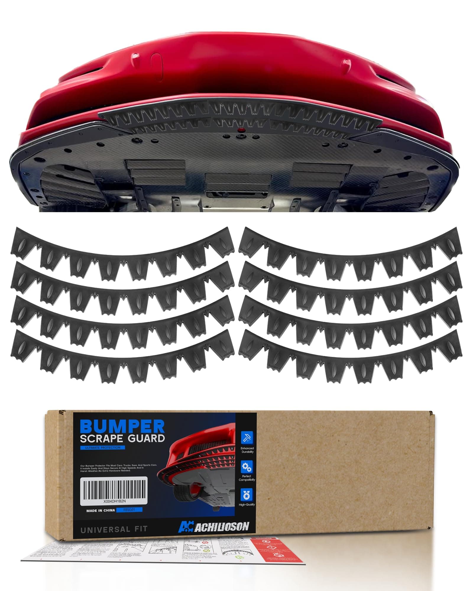 Universal Front Bumper Scrape Guard Skid Plate Protection for Lowered Cars/SUV, Car Bumper Guard Anti-Scratch Kit Scrape Protector Plate Skid Plate