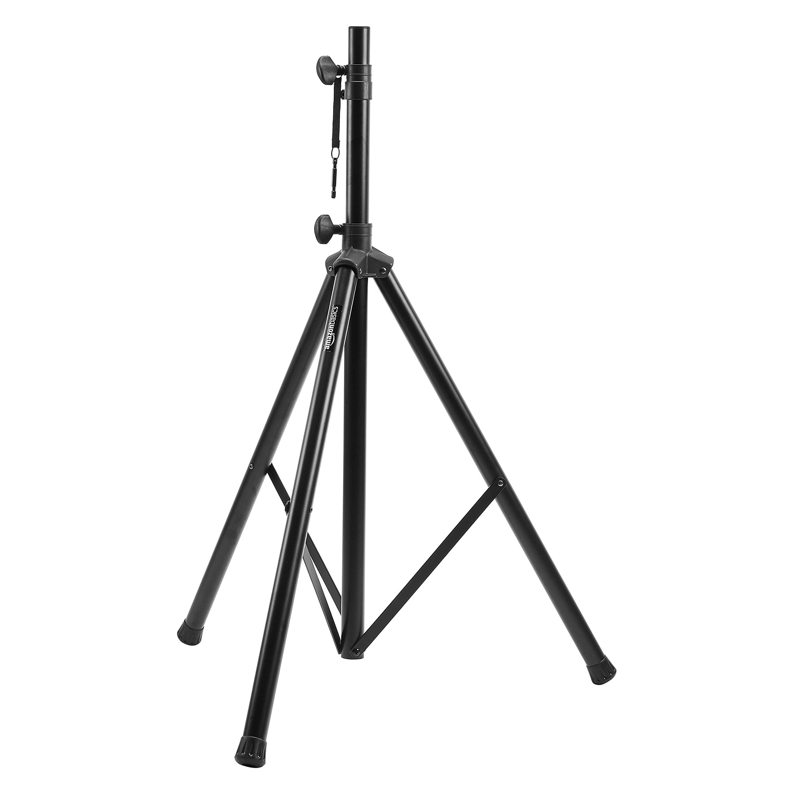 Amazon Basics Adjustable Height Tripod Speaker Stand, Sturdy Steel, Holds up to 99.2 lbs, 52" to 73", Black