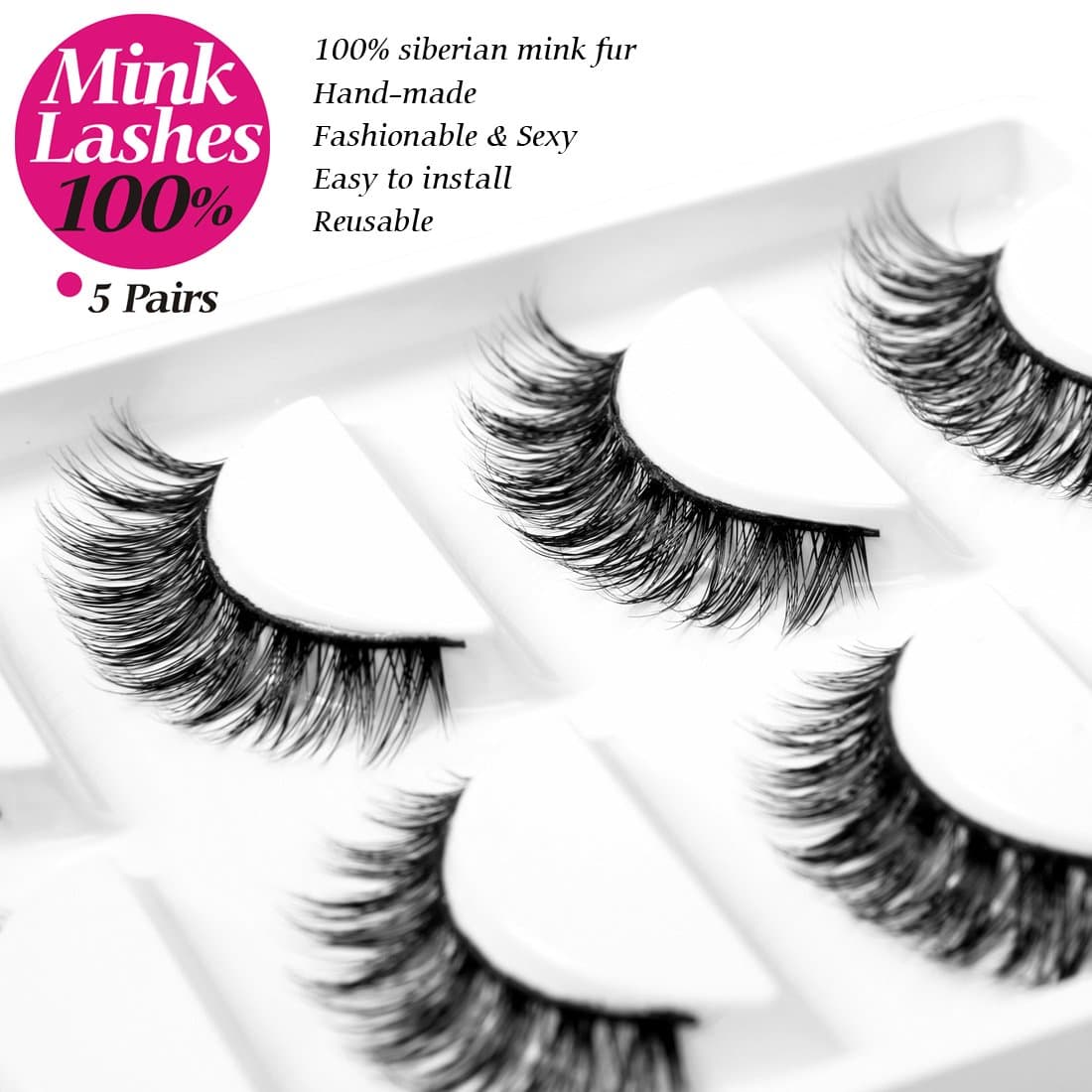 Real Mink Eyelashes Fluffy Wispy Long Dramatic False Eyelashes Thick Volume Fake Eyelashes Natural Soft Extension Eyelashes Makeup Handmade Pack Lashes 5 Pack Fashion Multipack A
