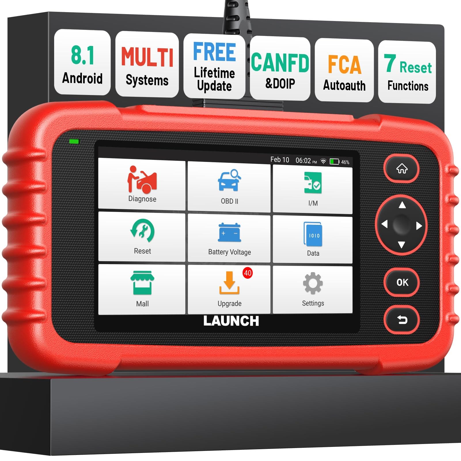 OBD2 Scanner CRP123X Code Reader for ABS SRS Engine Transmission Diagnostic Tool, 5.0” Touchscreen Android 7.0-Based Wi-Fi One-Click Lifetime Free Update Scan Tool, Upgraded Version of CRP123