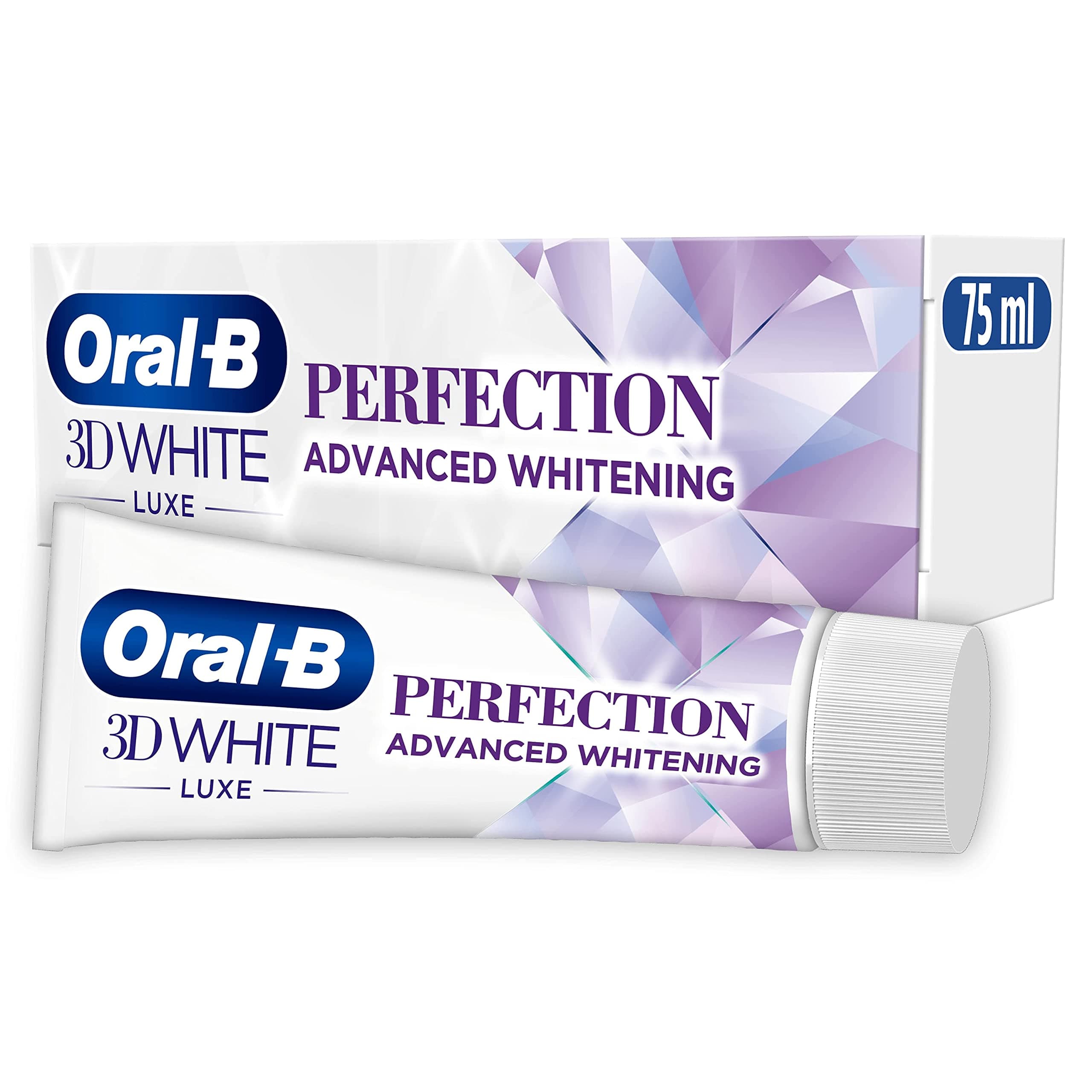 Oral-B 3D White Toothpaste, 75 ml, Luxe Perfection Advanced Whitening, Teeth Whitening & Teeth Stain Removal