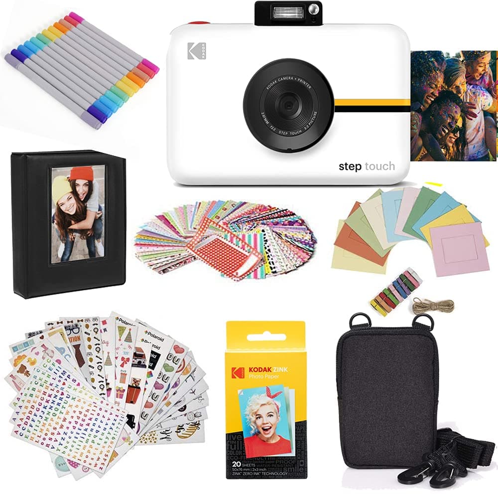 - Zink Kodak Step Touch | 13MP Digital Camera & Instant Printer with 3.5” LCD Touchscreen Display, 1080p HD Video (White) Starter Bundle