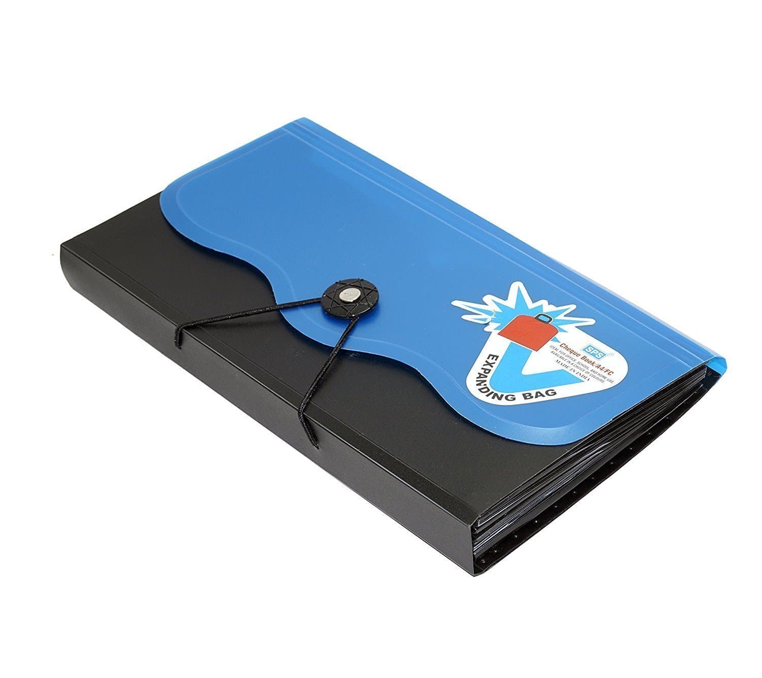 RangTeq Expanding Cheque Book Holder Travelling Document Bag- 12 Section - Black & Blue