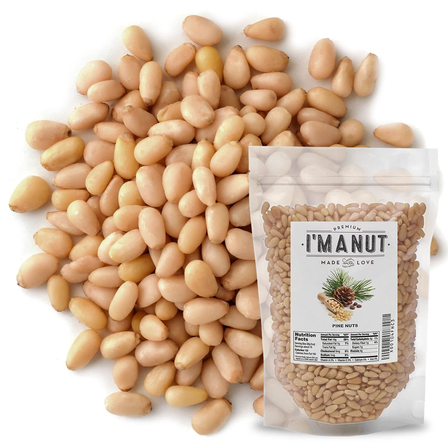 Premium Raw Pine Nuts 48oz (3 lbs.) Non-GMO, No Additives Batch Tested Gluten & Peanut Free, Resealable Pouch for Freshness, Unsalted Pine Nuts - Perfect for Pesto, Salads, Gourmet Cooking and Baking