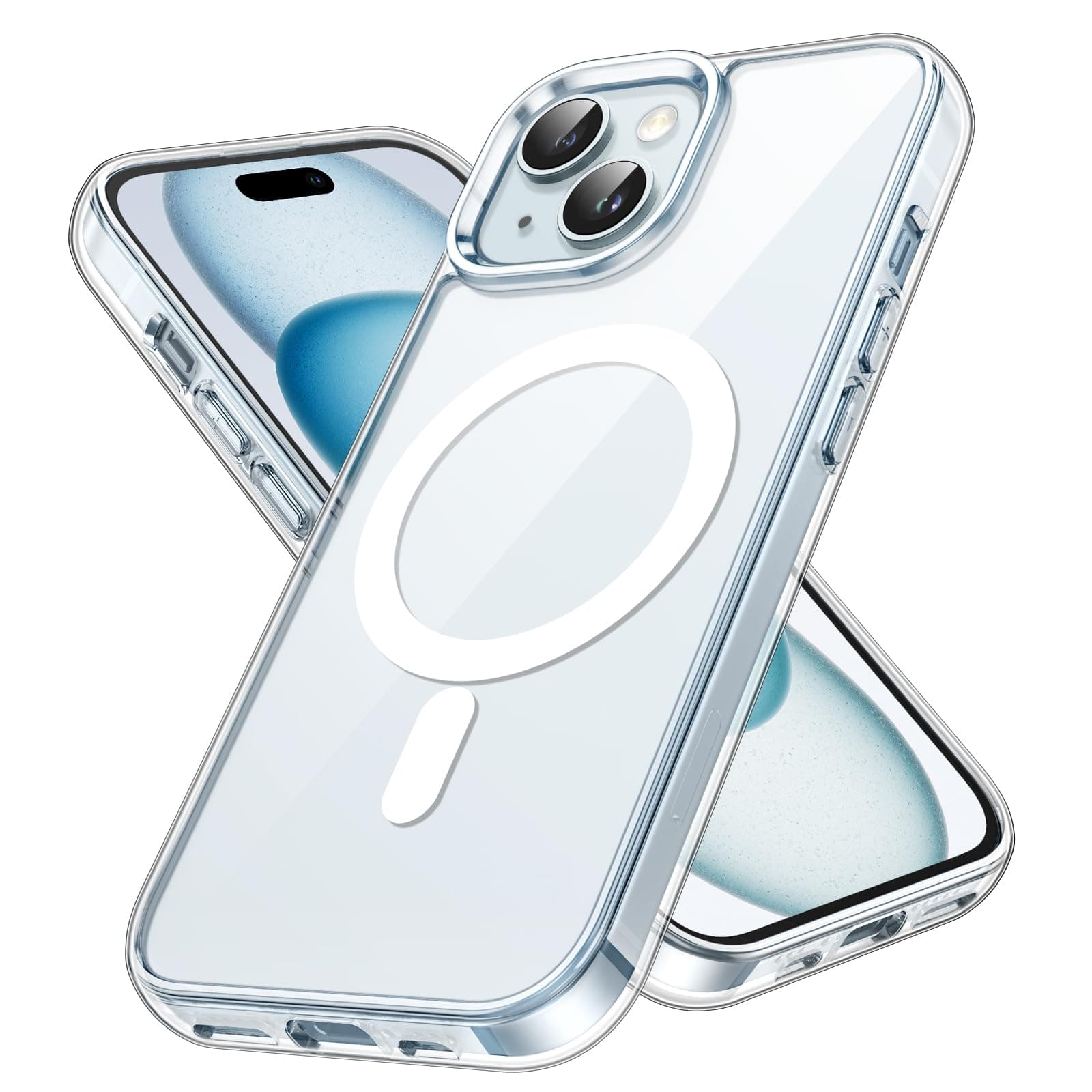 JETech Magnetic Case for iPhone 15 6.1-Inch Compatible with MagSafe Wireless Charging, Shockproof Phone Bumper Cover, Anti-Scratch Clear Back (Clear)