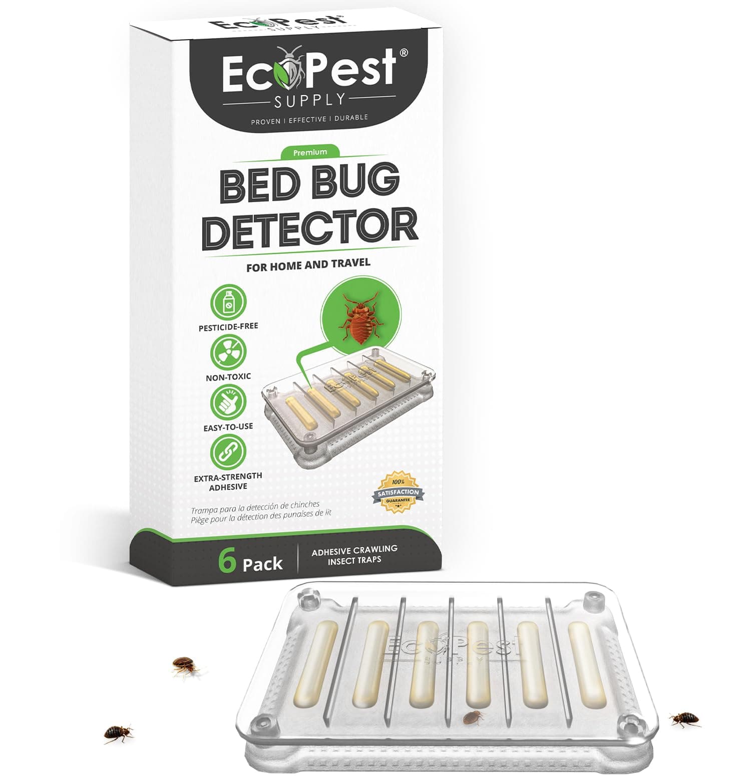 ECOPEST Bed Bug Detector – 6 Pack | Early Detection Bed Bug Trap, Monitor, and Detector for Home and Travel | Indoor Pest Control Traps for Bed Bugs