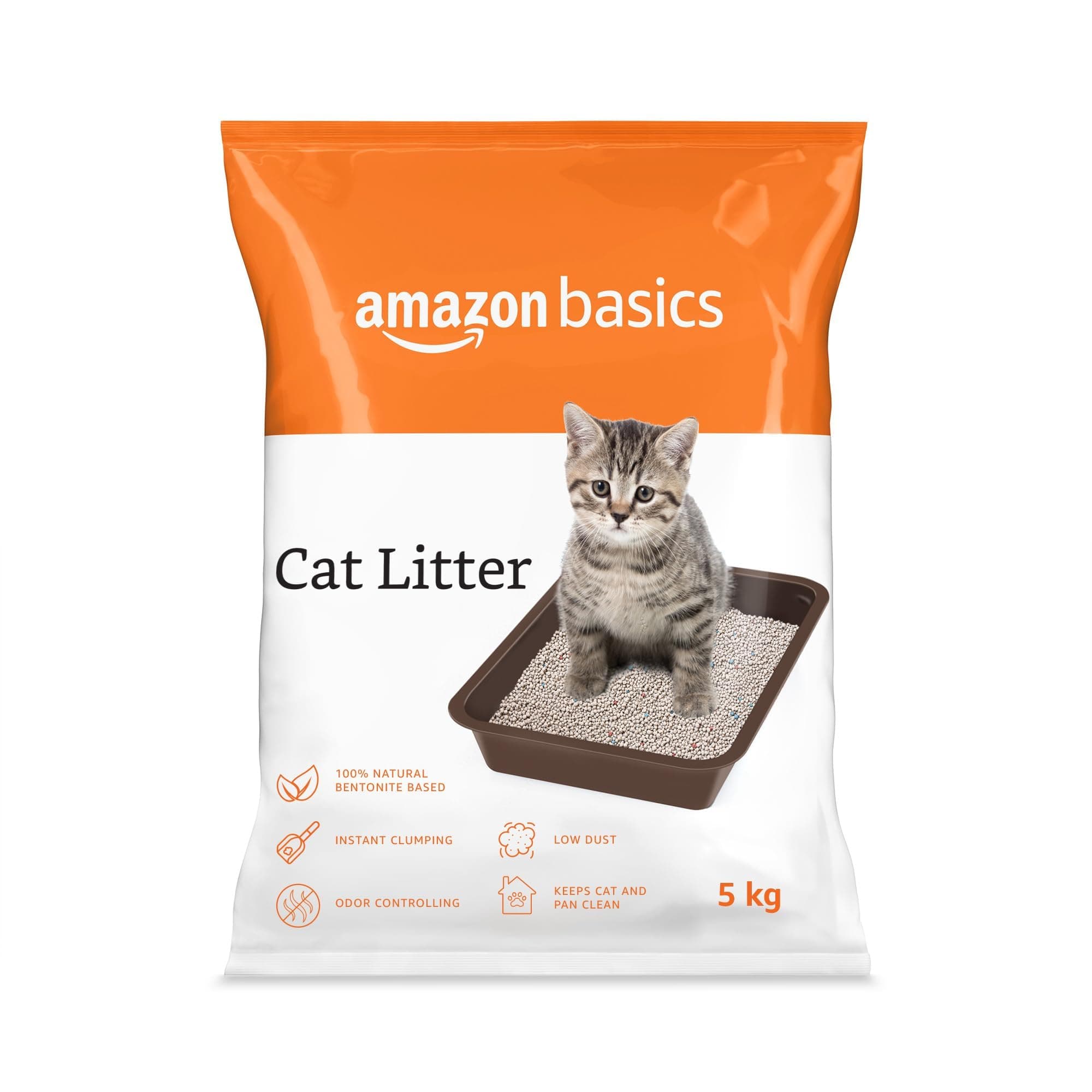 Amazon Basics Scoopable White Bentonite Cat Litter | Unscented | 5Kg - Pack of 1