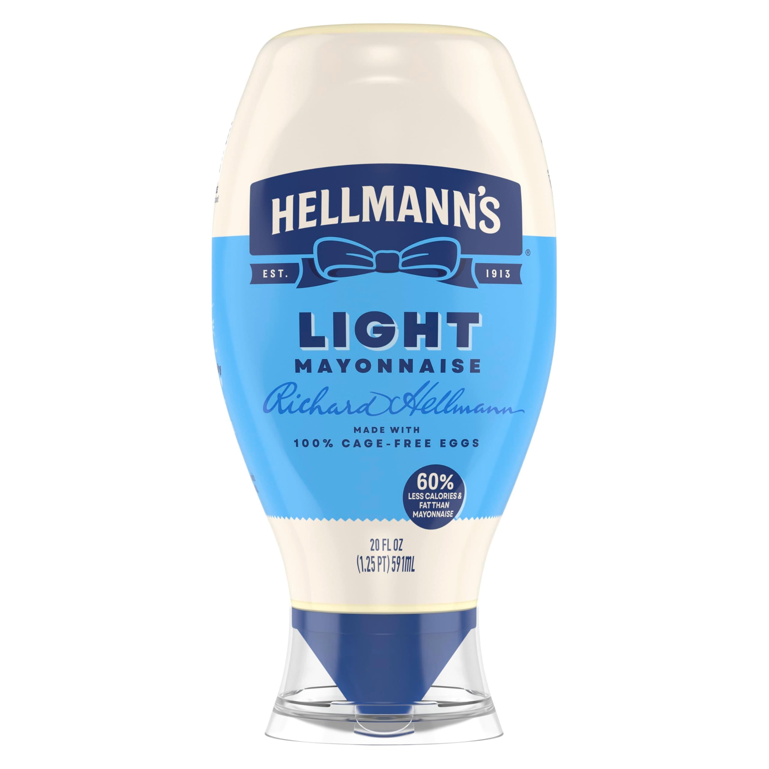 Light Mayonnaise Light Mayo Squeeze Bottle For a Creamy Condiment for Sandwiches and Simple Meals Made With 100% Cage-Free Eggs 20 oz