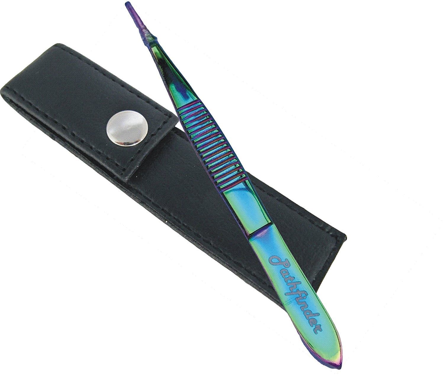 Pathfinder Technologies ® Pointed tip TITANIUM Tweezers. Comes with a life time guarantee. Precision POINTED Tweezers - Pathfinder Technologies ® "CE" conformity certified Professional quality Titanium tweezer with sharp tip for easy eyebrow, eyelash or ingrowing hair removal. Help with splinters, glass shards and facial hair removal. 90mm long. Perfect for your manicure or pedicure set. Comes with a Pathfinder life time guarantee !