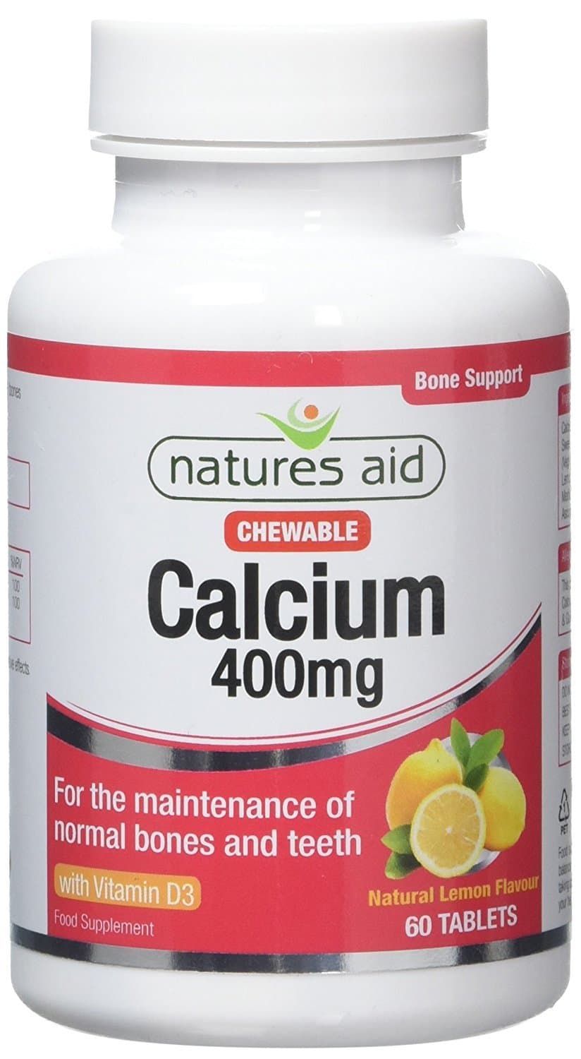 Natures Aid Calcium Chewable 400Mg, 60 Tablets