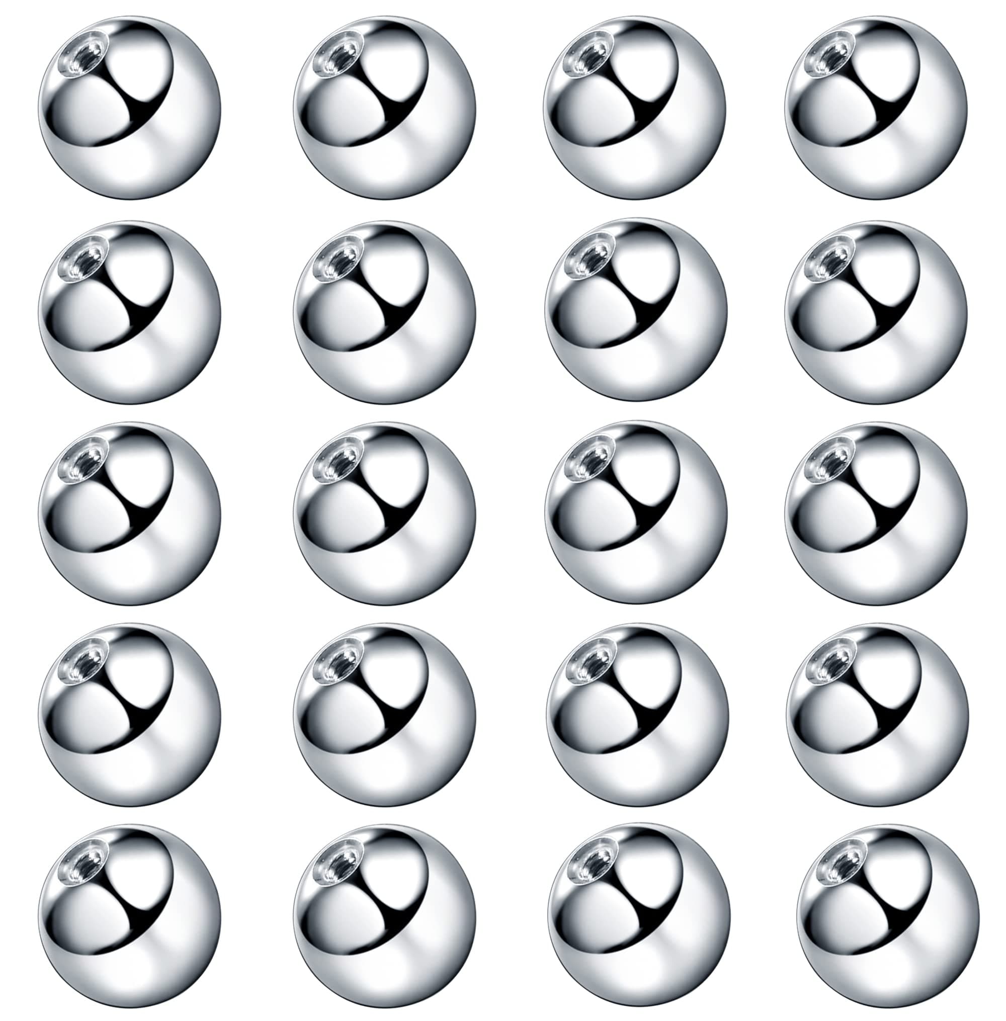 MJust 18G 20G Screw Ball Backs Flat Earring Backs Stainless Steel Replacement Balls Metal Earring Backs for Studs Piercing Parts for Body Jewelry 20-60Pcs