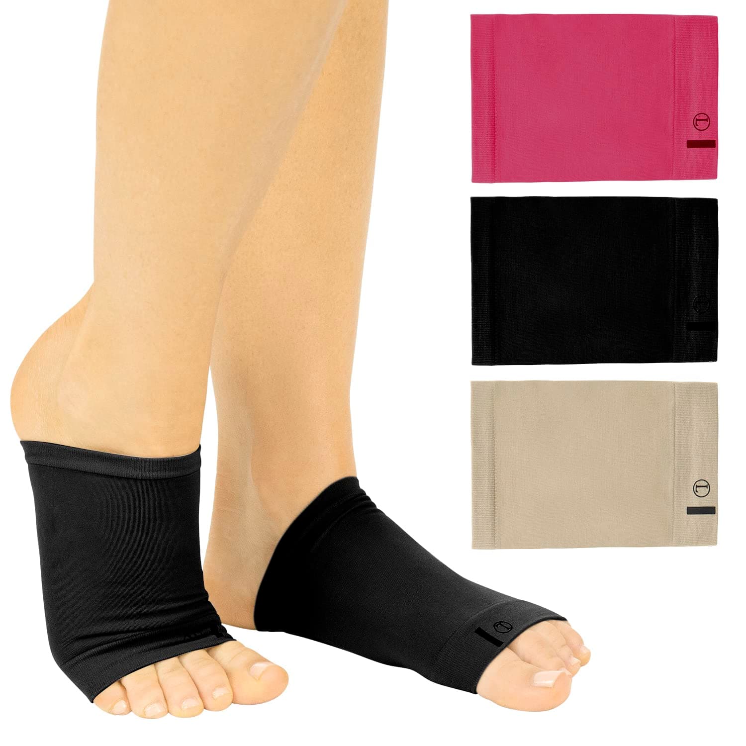 Vive Arch Compression Sleeve (Pair) - Plantar Fasciitis Support Insert for High & Low Arches, Women, Men - Gel Cushion Insole Sock Brace for Flat Feet - Orthotic Foot Wrap for Heel Spurs Pain Relief