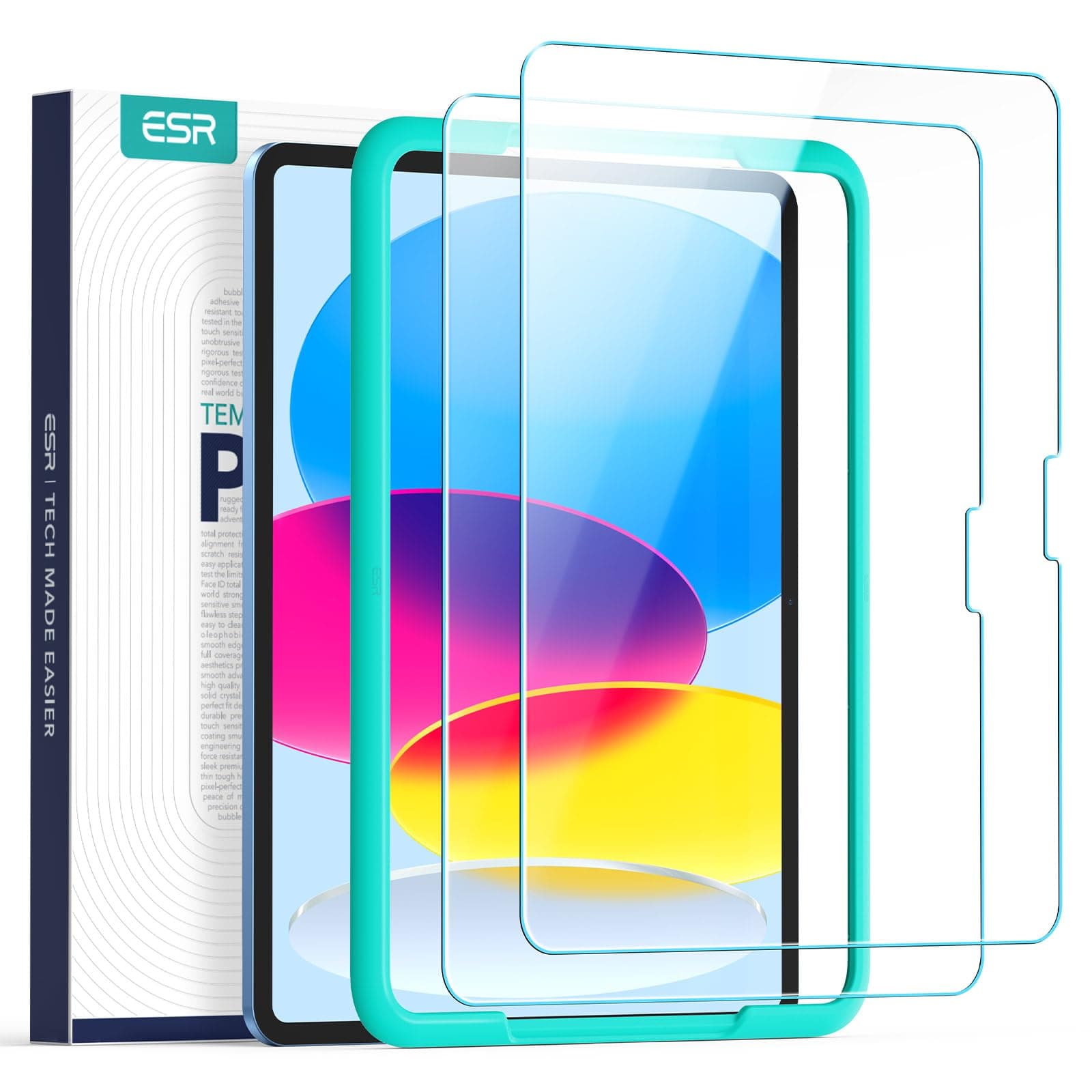 2 Pack Screen Protector for iPad 11/10th Generation A16 (11/10.9 Inch 2025/2022), 9H Tempered Glass Film Guard with Alignment Frame, Anti-Scratch, Bubble Free, HD Clarity, Apple Pencil Compatible