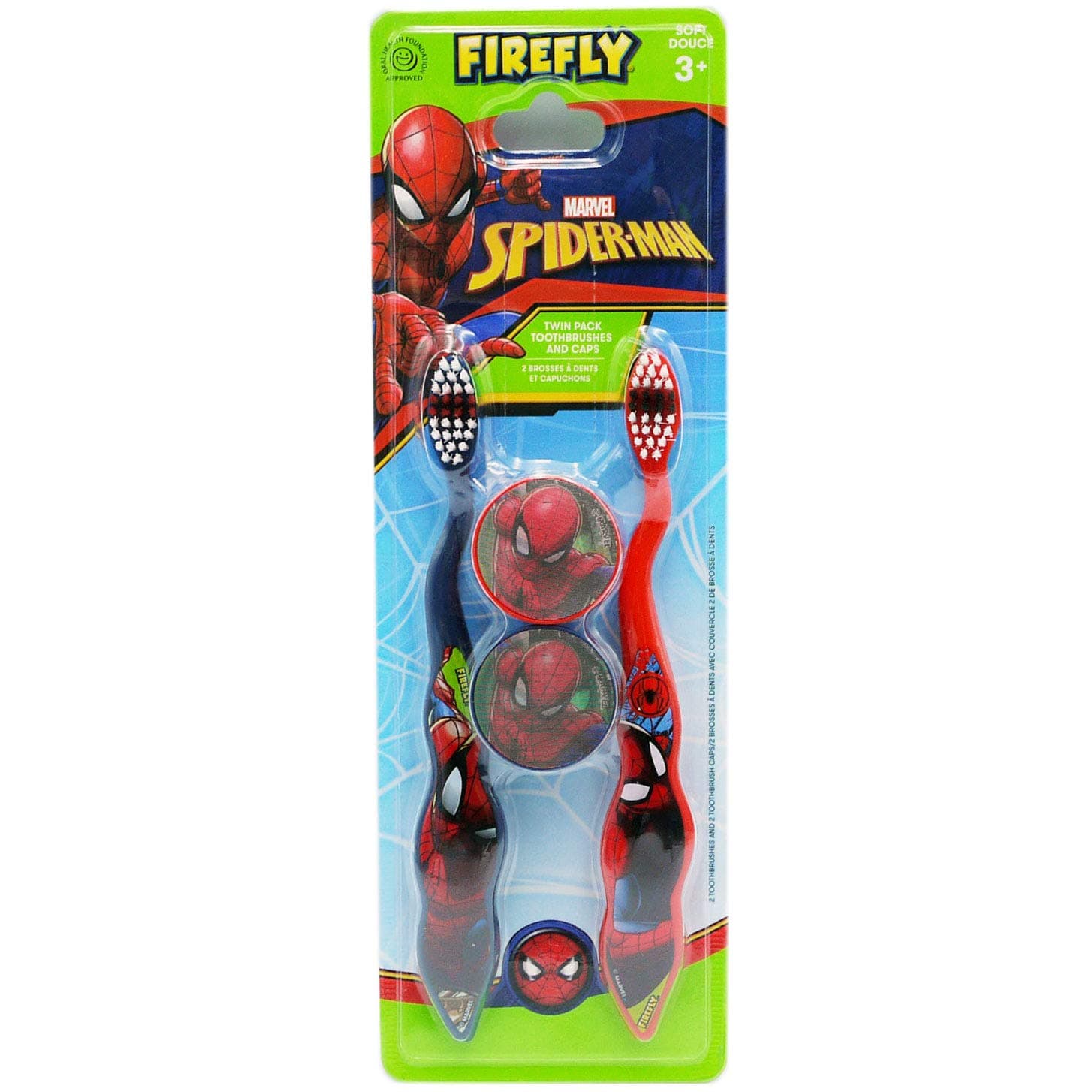 FIREFLY Spiderman Toothbrush Twin & CAPS