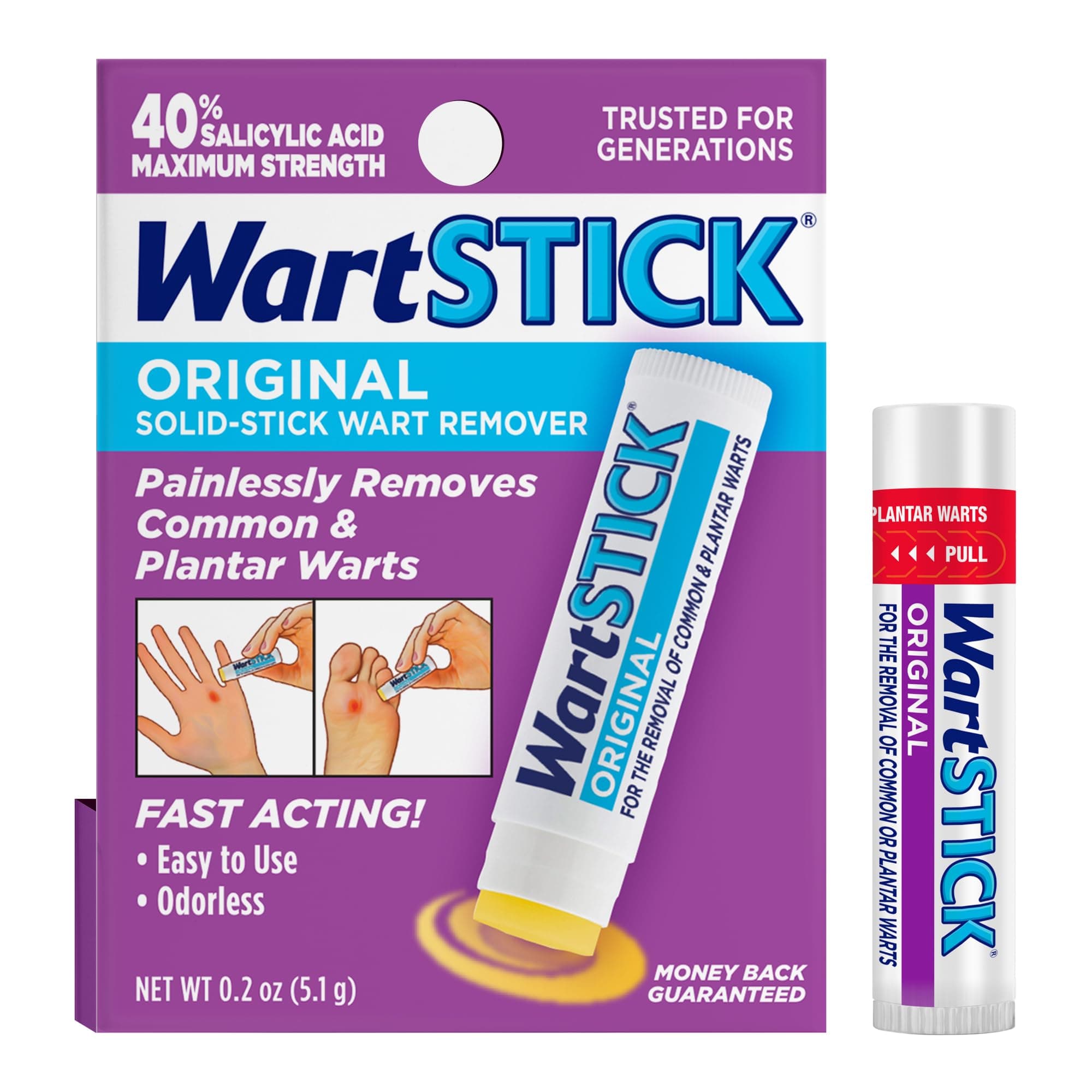 WartStick Maximum Strength Salicylic Acid Solid-Stick Common and Plantar Wart Remover 0.2 Oz