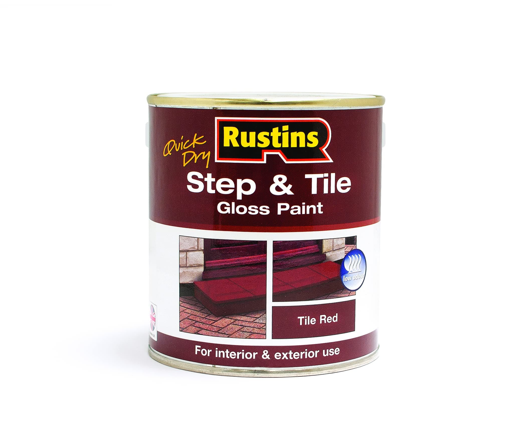 RUSTINS Step & Tile Paint Red 2.5L – Hard-Wearing Floor Coating for Concrete, Stone & Brick – Durable, Slip-Resistant Finish for Indoor & Outdoor Use – Available in Red & Black