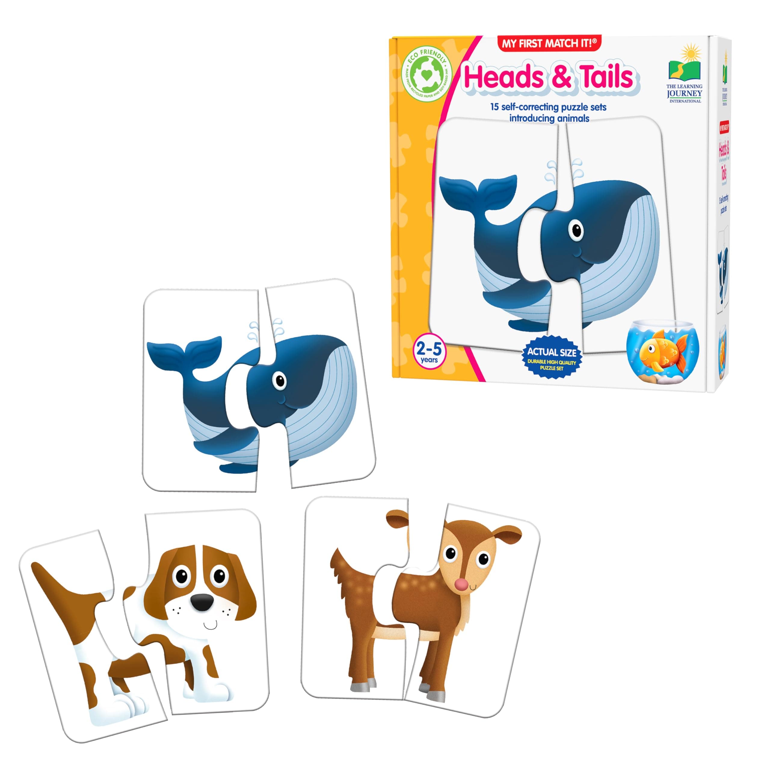 My First Match It! - Head and Tails - 15 Self-Correcting Animal Memory Matching Puzzles Games - Educational Activities for Learning - Preschoolers Age 2-5 - Award Winning Toys