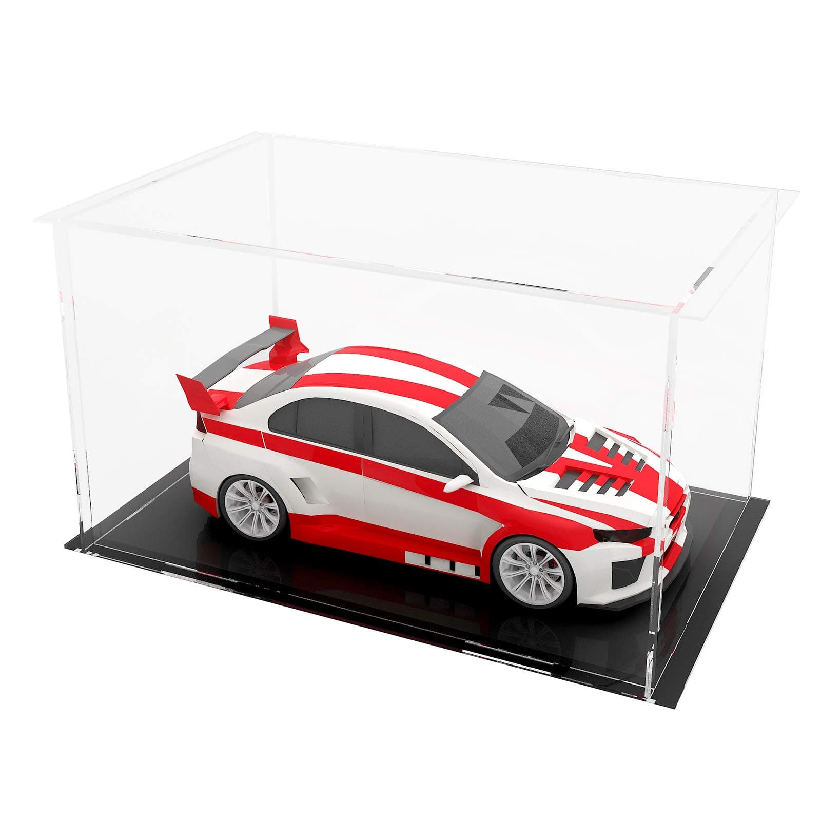 LANSCOERY Clear Acrylic Display Case, Assemble Horizontal Display Box Stand with Black Base, Dustproof Protection Showcase for Collectibles Memorabilia Figurines (14.6x11x12inch; 37x28x31cm)