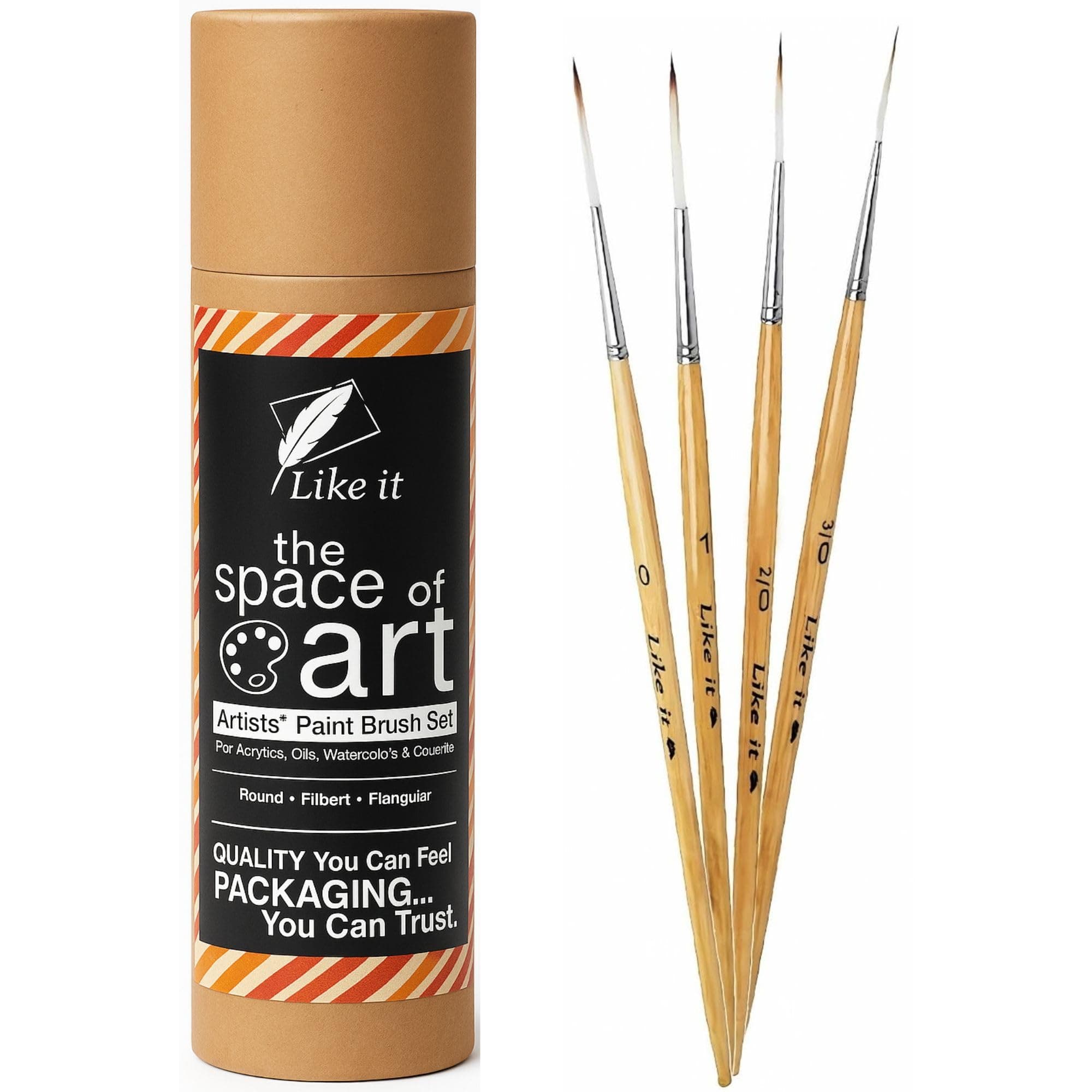 Like it Long Liner/Detailing Paint Pointed Rigger Script Brushes Range Size: 000, Size: 00, Size: 0, Size: 1
