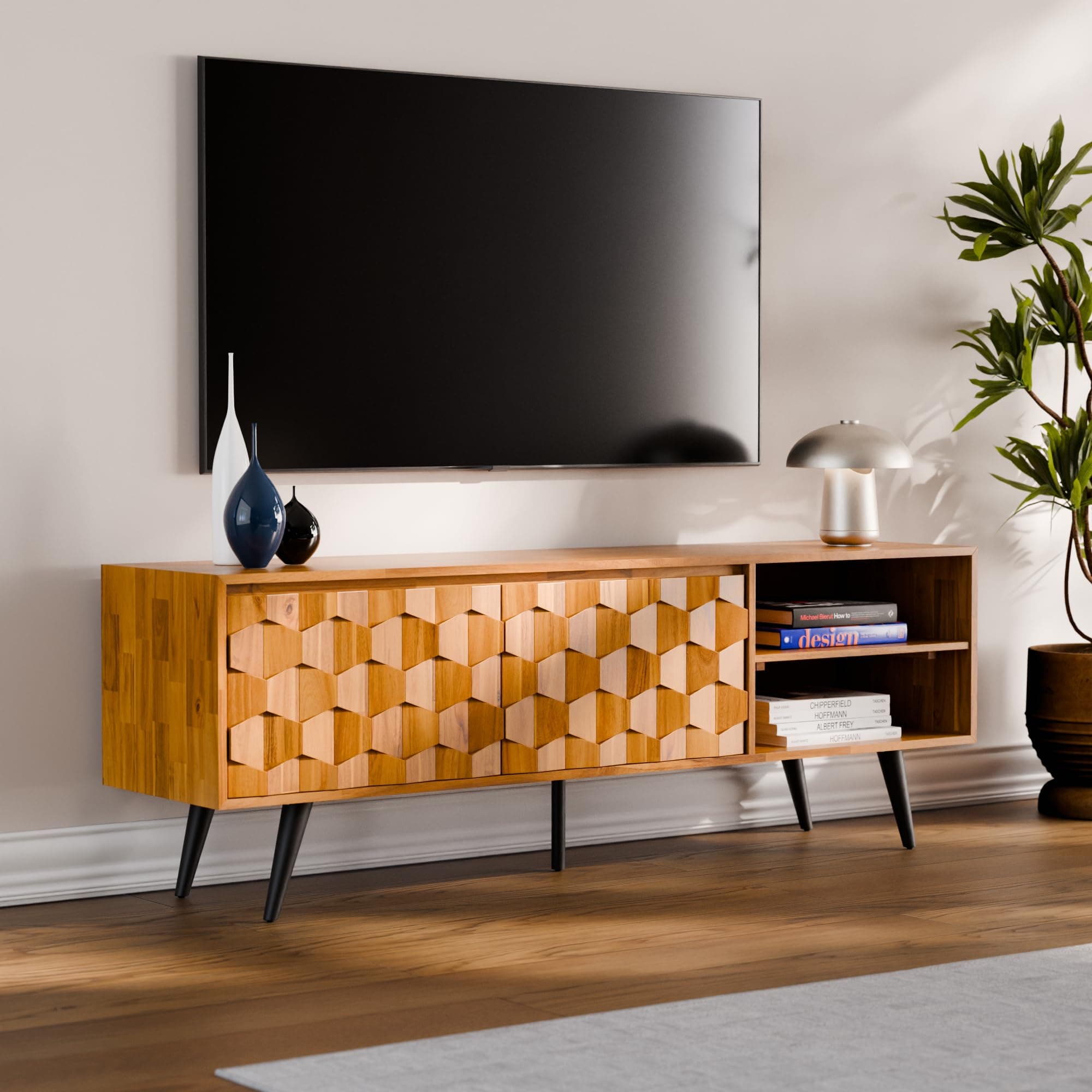 Georgina TV Stand - 65 in - Teak Brown