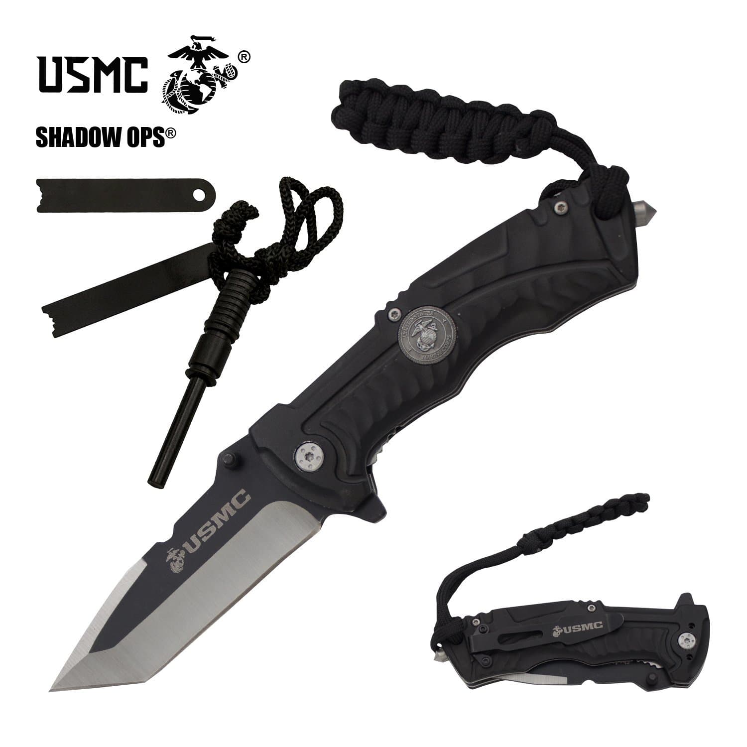 Marine Corps USMC Officially Licensed Folding Knife by Shadow Ops The Stealth Bullfrog Co'Ops Flip Tanto
