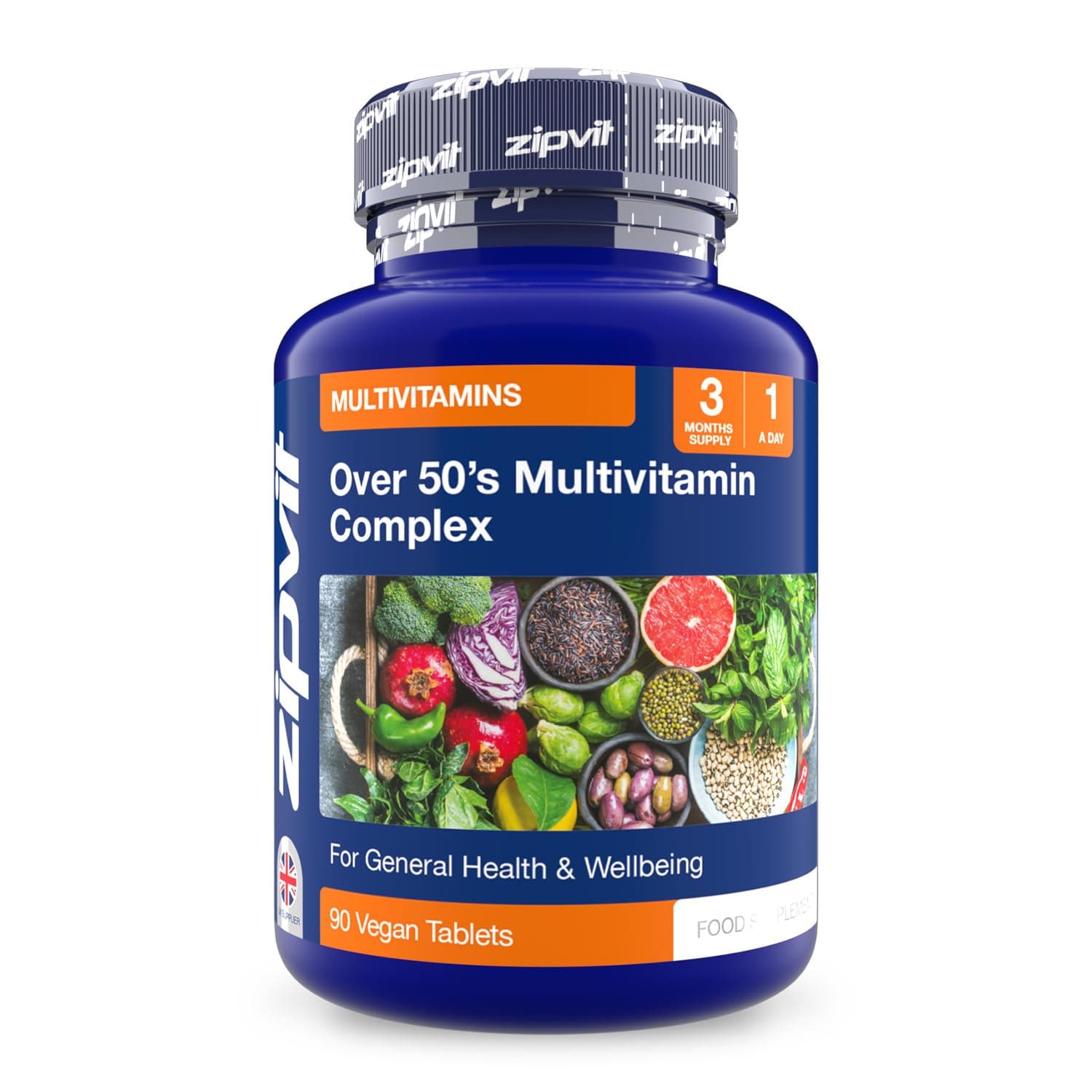 Multivitamin Advanced 50 Plus Active Formula for Women & Men - 90 Vegan Tablets. Supports Bone Health and Your Immune System. 3 Months Supply