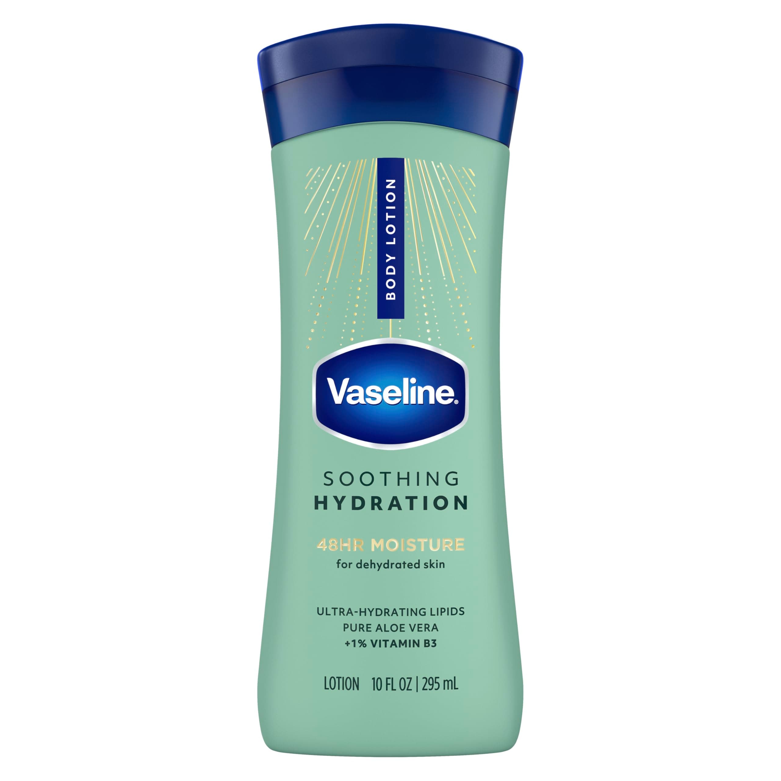 Vaseline Intensive Care Hand and Body Lotion For Dehydrated Skin Soothing Hydration Dry Skin Lotion with Aloe Vera Extract & Ultra-Hydrating Lipids 10 oz